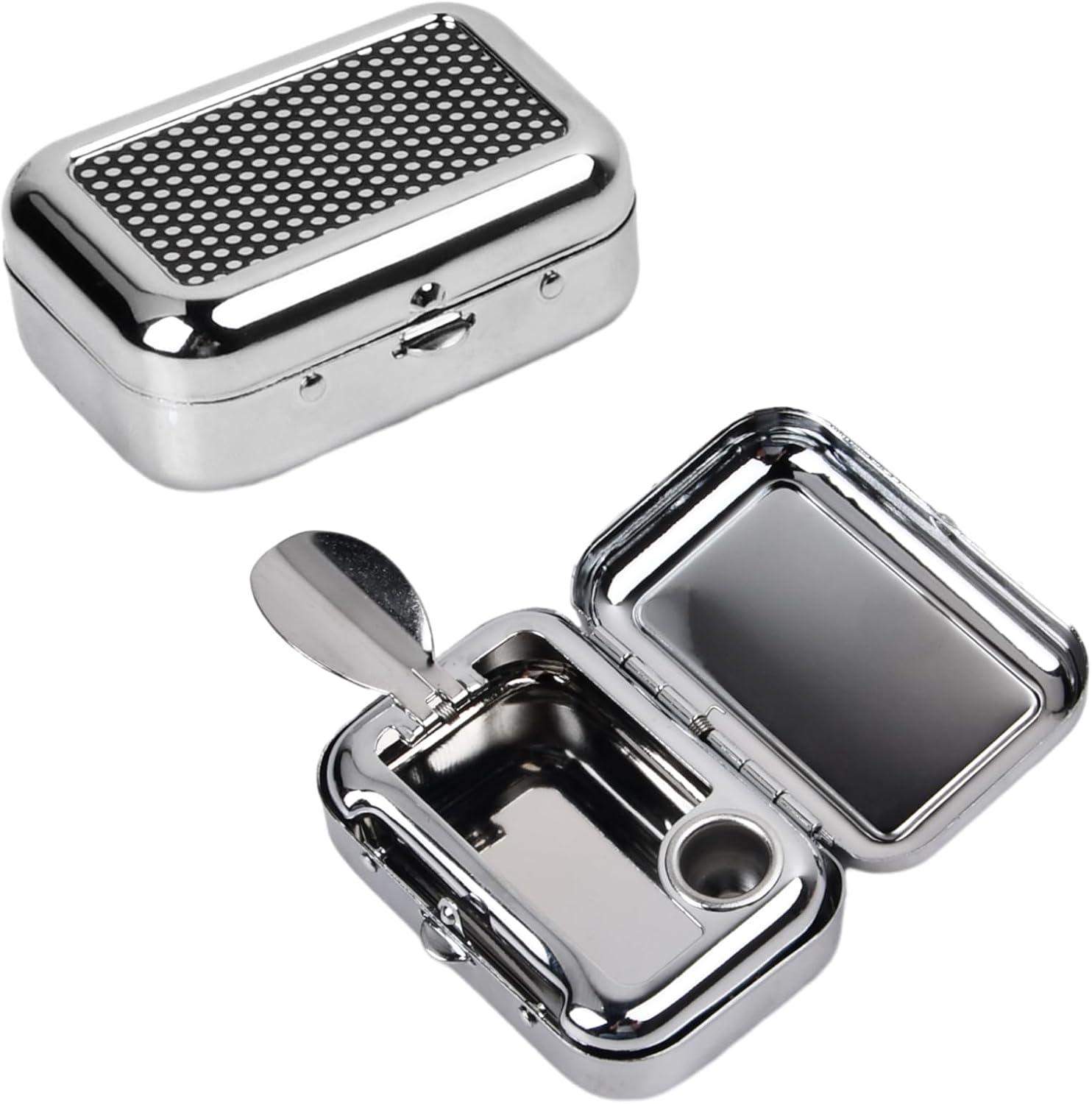 Pocket Ashtray, Portable Mini Ashtray, Stainless Steel Ashtray Windproof Ashtray with lid for Home Office Patio Outdoor Car Travel Camping Picnic Hiking Beach Fishing Cigarette Black