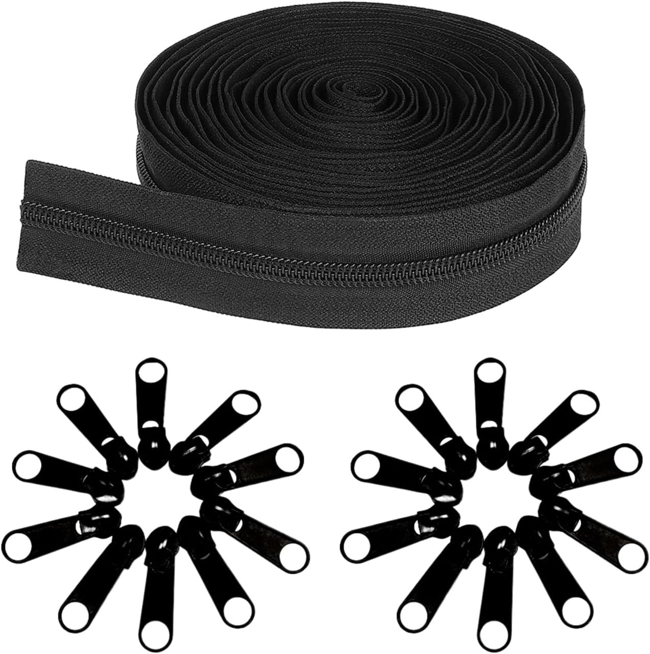 10 Yards 360 Inches Bulk Zippers,9 Meters #3 Zipper for Sewing,Black Nylon Coil Zippers by The Yards with 20pcs Replacement Sewn Zippers for DIY Sewing Craft,Bags,Clothes,purses etc. Black