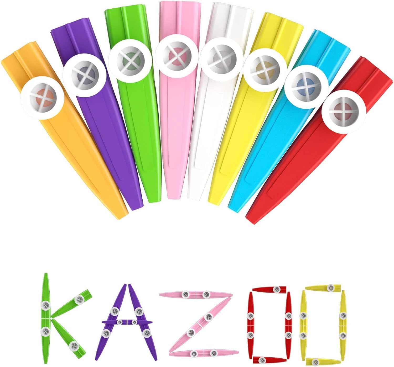 24 Pieces Plastic Kazoos Multi Colors Kazoo Musical Instruments Great Gift for Music Lovers Good Companion for Guitar, Ukulele, Violin, Piano Keyboard