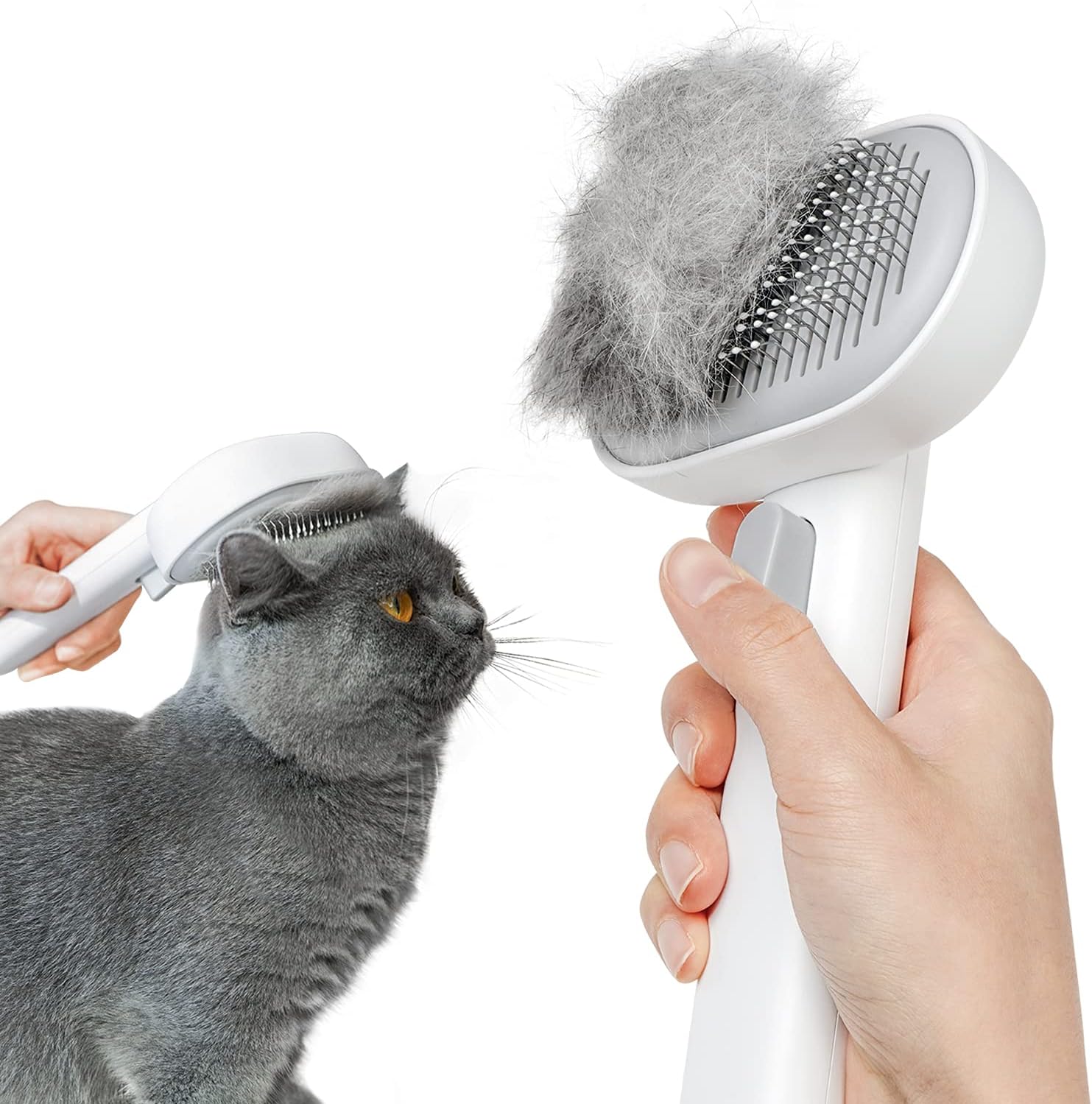 Cat Brush for Shedding, Brushes Indoor Cats, Long or Short Haired Grooming Comb Kitten Rabbit Massage Removes Loose Fur White -