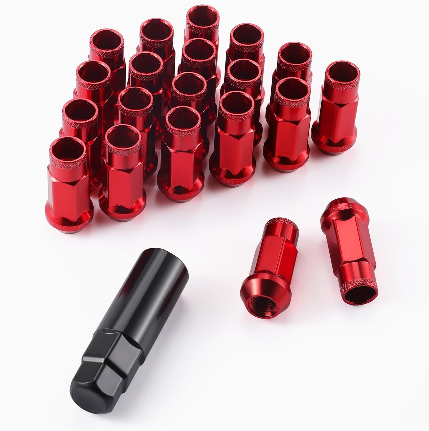 20PCS M12x1.5 Wheel Lug Nuts, Open End Nuts 40mm, Forged Locknut Racing Aluminum Wheels Rims Red Red M12X1.5