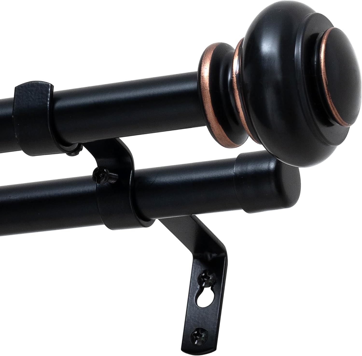 Double Curtain Rods for Windows 16.2 to 90.6 Inches 3/4 inch Diameter Adjustable Decorative Telescoping Rod with Brackets Heavy Duty Splicing Rods, Black 16.2"-90.6"