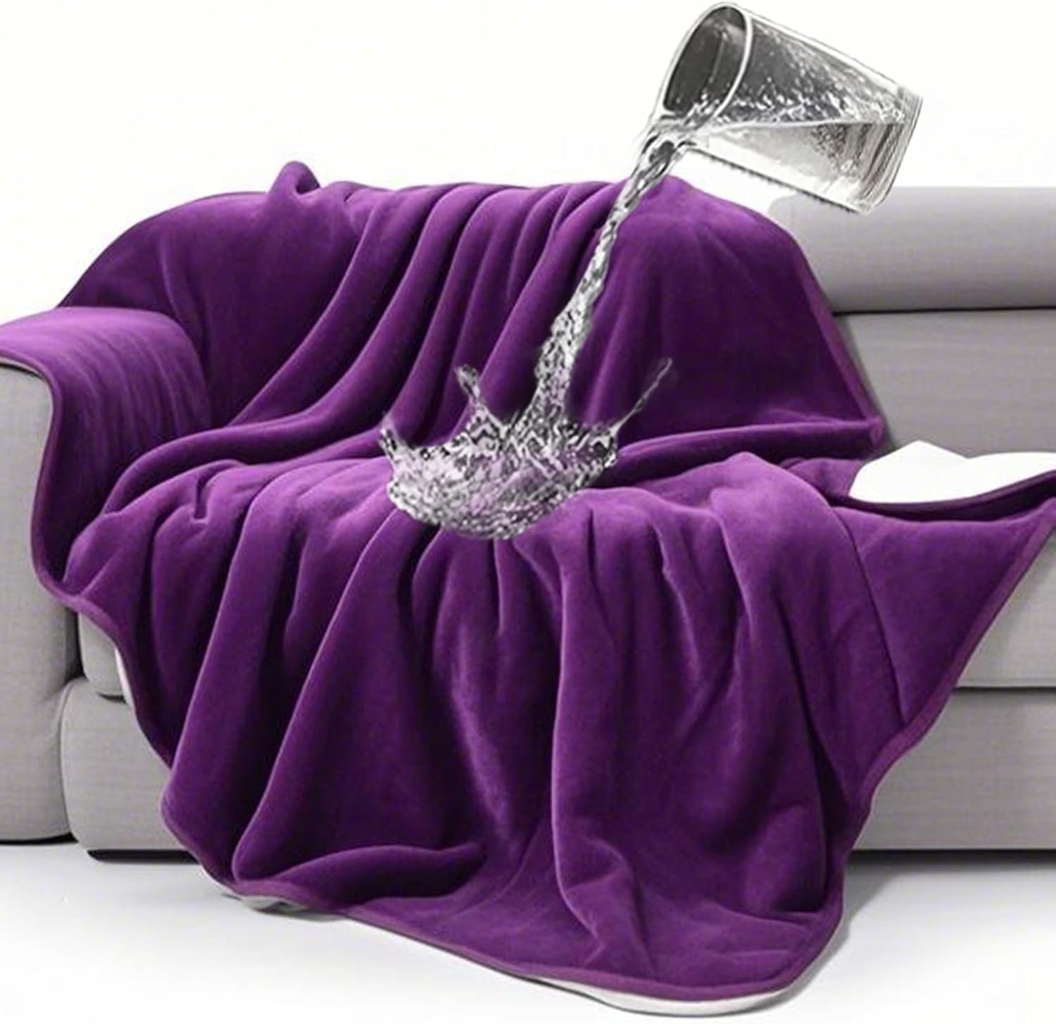 Waterproof Bed Blanket, Reversible Sherpa Fleece Throw Blanket for Dog Puppy Cat, Furniture Cover Protects Couch Sofa from Liquid Pee and Pet Fur Dark Purple, 50x60 inches Dark Purple inches