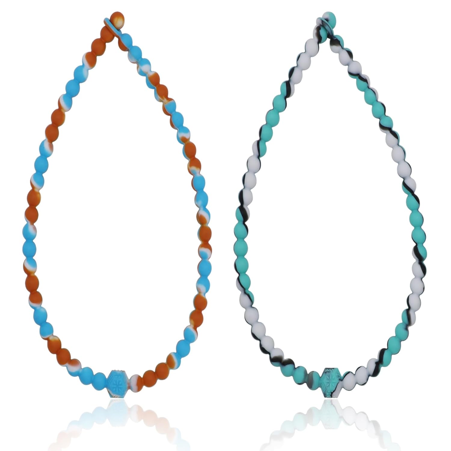 Chew Necklaces for Sensory Kids, 2 Pack Chewy Necklace Toys Reduces Stress and Anxiety, Kids with ADHD, Autism, SPD Tie-dye Orange green -