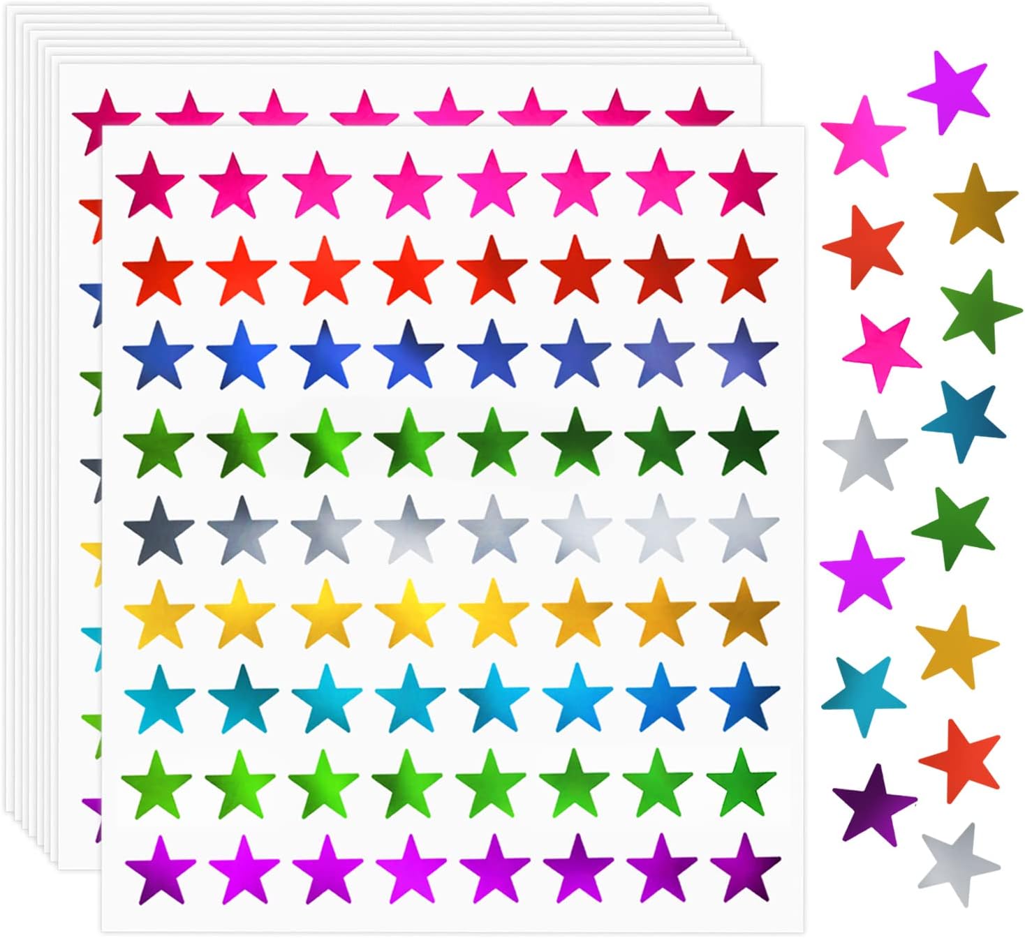 Star Metallic Stickers, 2520 PCS, 0.6" Foil Stars for Kids Reward & Behavior Chart, School Classroom Supplies, DIY Colorful 2520PCS