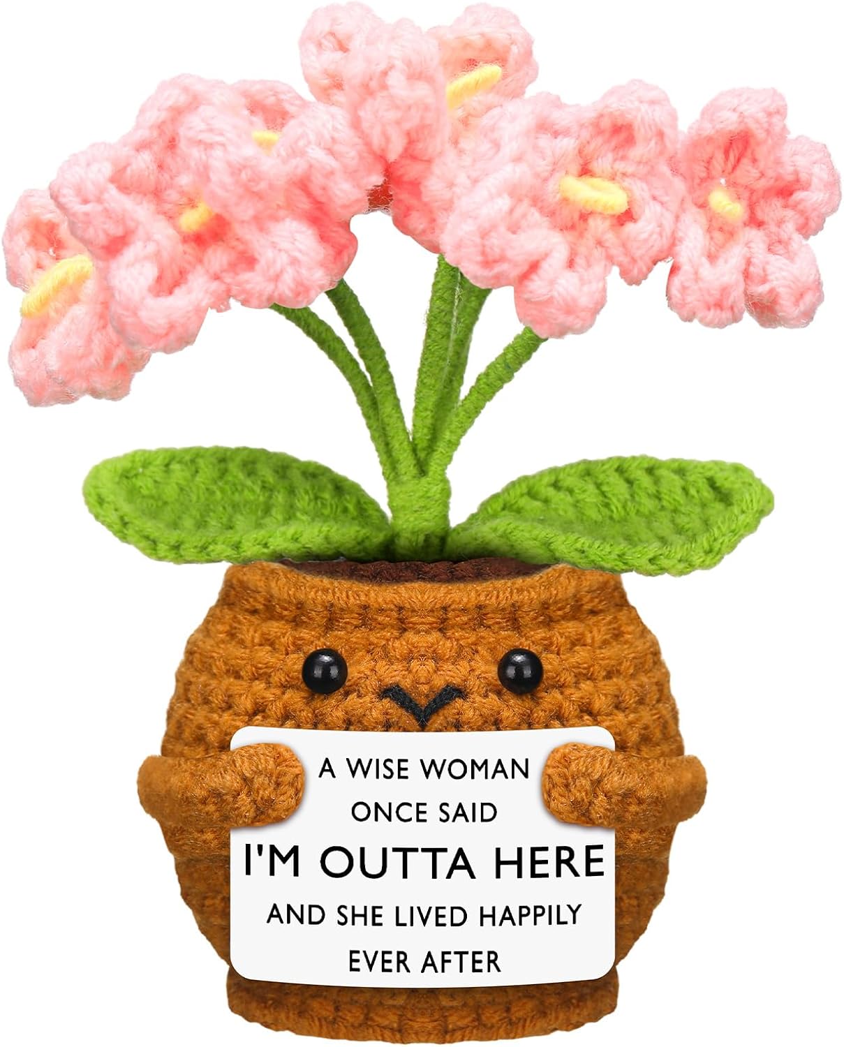 Coworker Leaving Gifts for Women Men, Positive Flower Doll Crochet with Card Funny Farewell Going Away Goodbye Coworkers Employee Teacher Friends Retirement Cute Style -