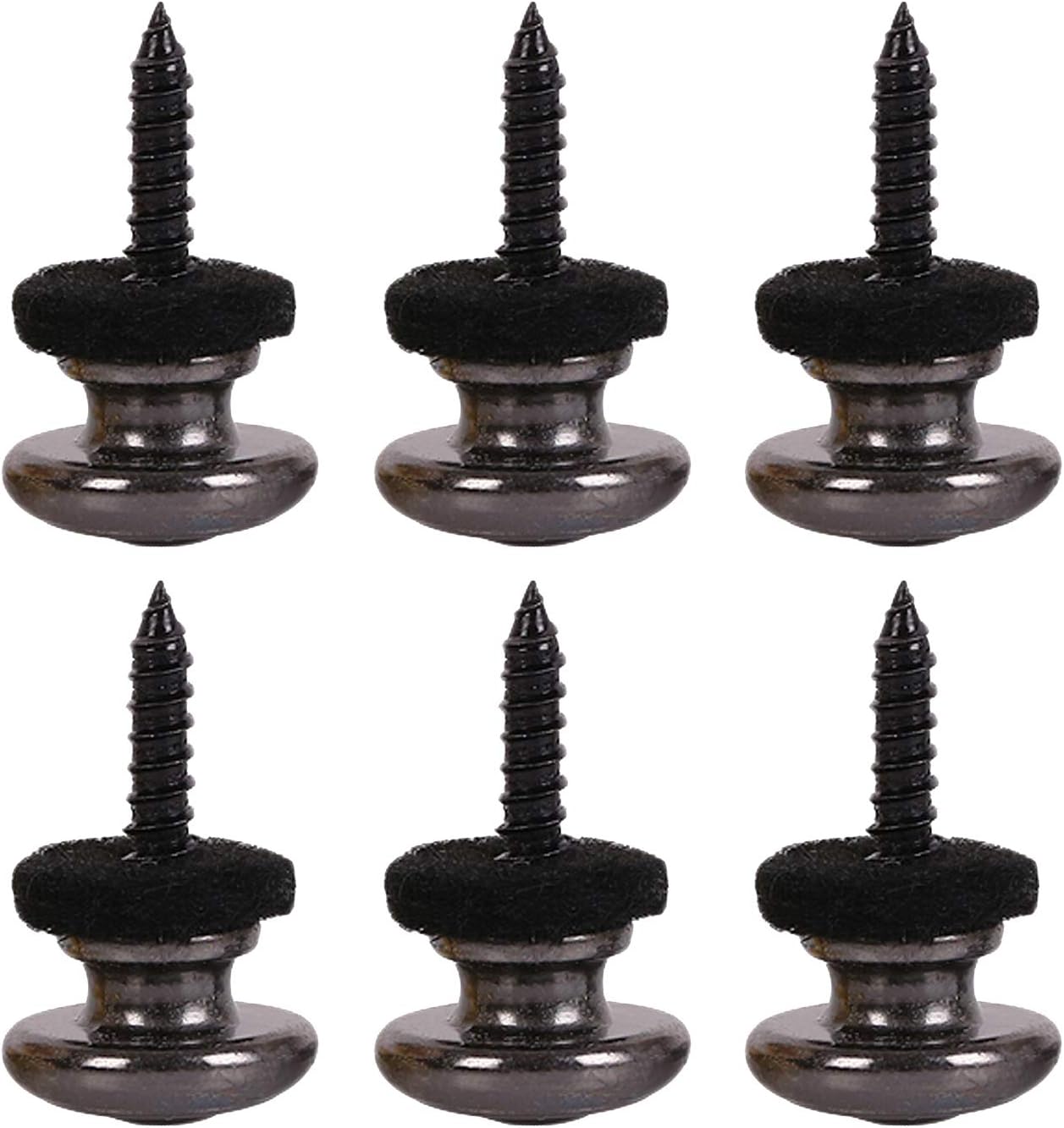 6 Pieces Mushrooms Head Guitar Strap Buttons Locks Chrome Black Black