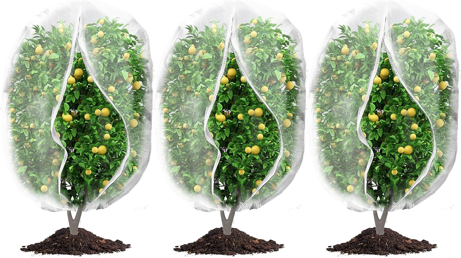 3Pcs Plant Covers from Insects, Bird Netting Barrier for Blueberry Bushes with Drawstring Zipper Mesh Garden Fruit Tree Bags Plants Net Cage Protect Tomato Vegetable Citrus, 3.3×5Ft - 3.3×5Ft/ 3pcs/