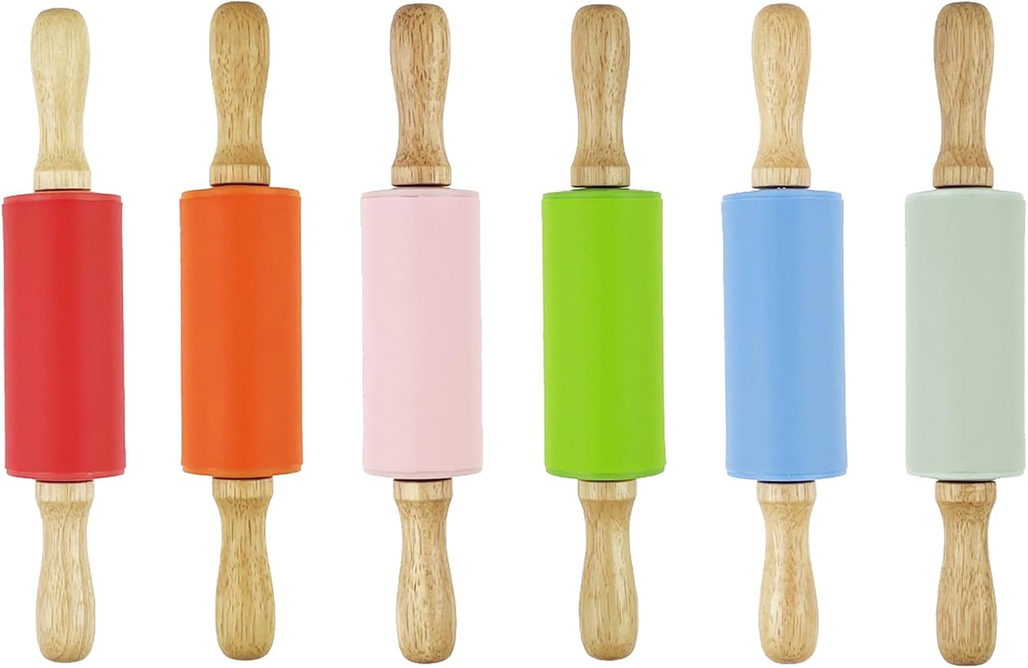 6 Pack Mini Small Rolling Pin for Kids, Kids Wooden Handle 9 Inch 9 Inch