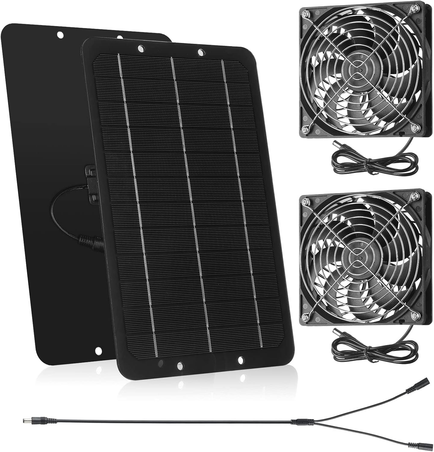 Solar Powered Fan Panel Dual Fans Kit 10w 12v Exhaust Outdoor Waterproof for Greenhouse Chicken Coop Pet House Sheds Window 1 Set -