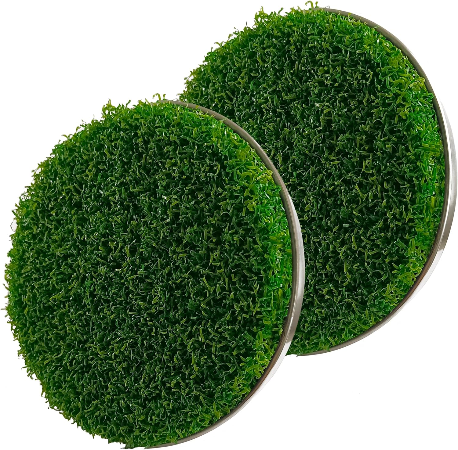 Golf Hole Cup Putting Green for Backyard Practice Simulated Lawn and Metal Base 2 Pieces