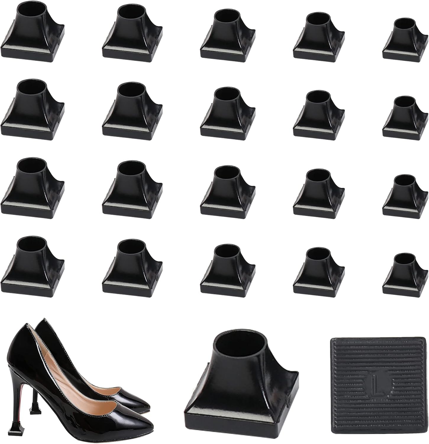 High Heel Protectors- Stoppers Repair Caps Covers for Walking on Grass and Uneven Road Cover Cups Perfect Wedding Outdoor Events Square-black-10 Pairs Square-black-10 Pairs -