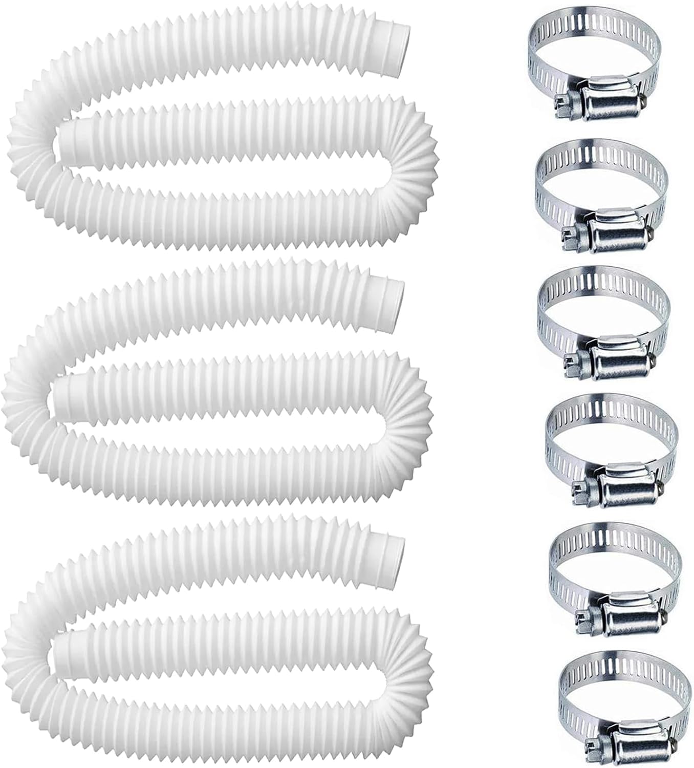 Pool Hoses for Above Ground Pools,1.25 x 59 Inch Filter Hose,Compatible with Intex Pump 607,637 With 8 Metal Clamps 3 Pack 3 -