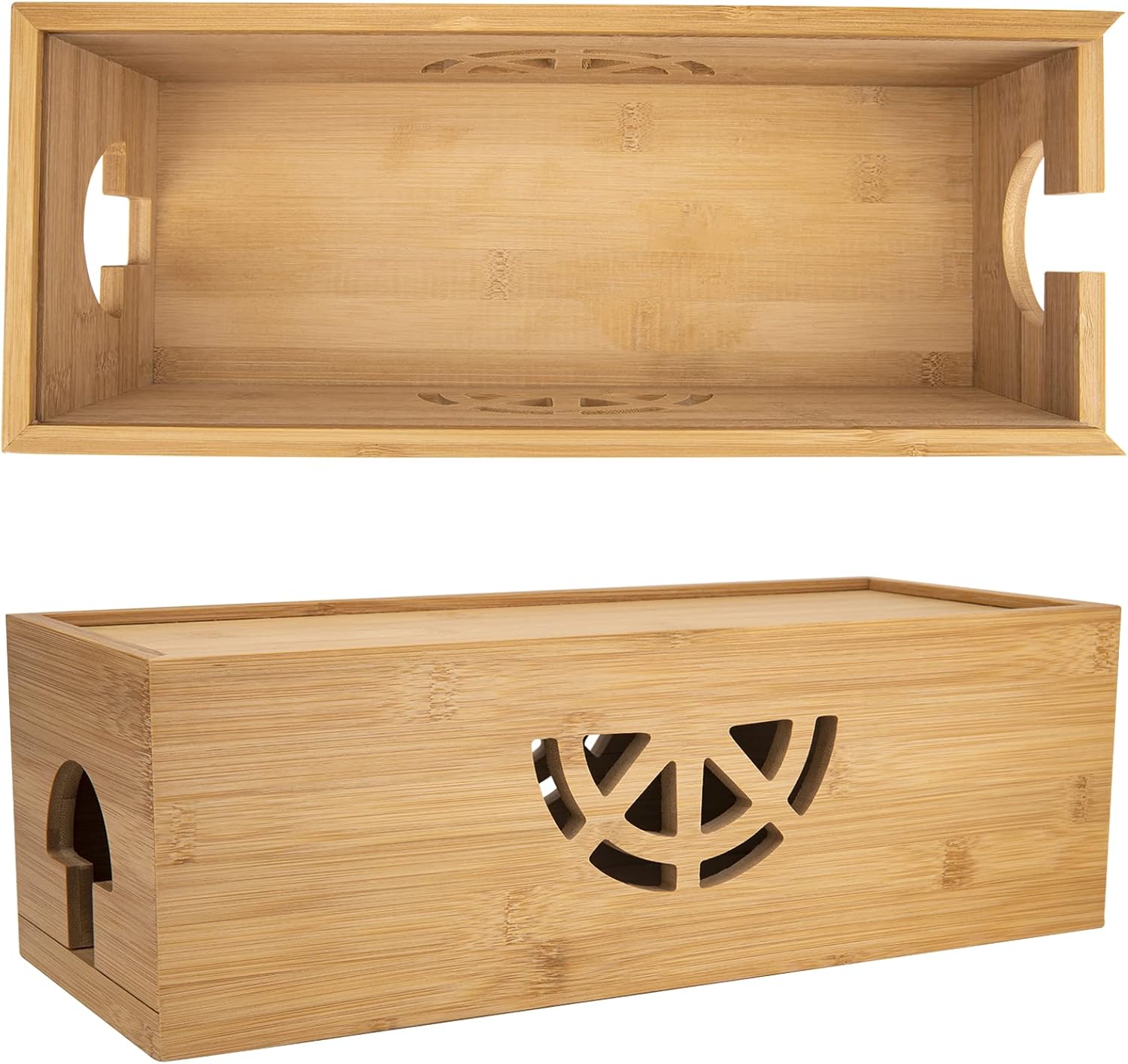 Cable Management Box,Cord Organizer Box,Bamboo Box for fit Desk Computer USB Behind TV Home Hall Power -