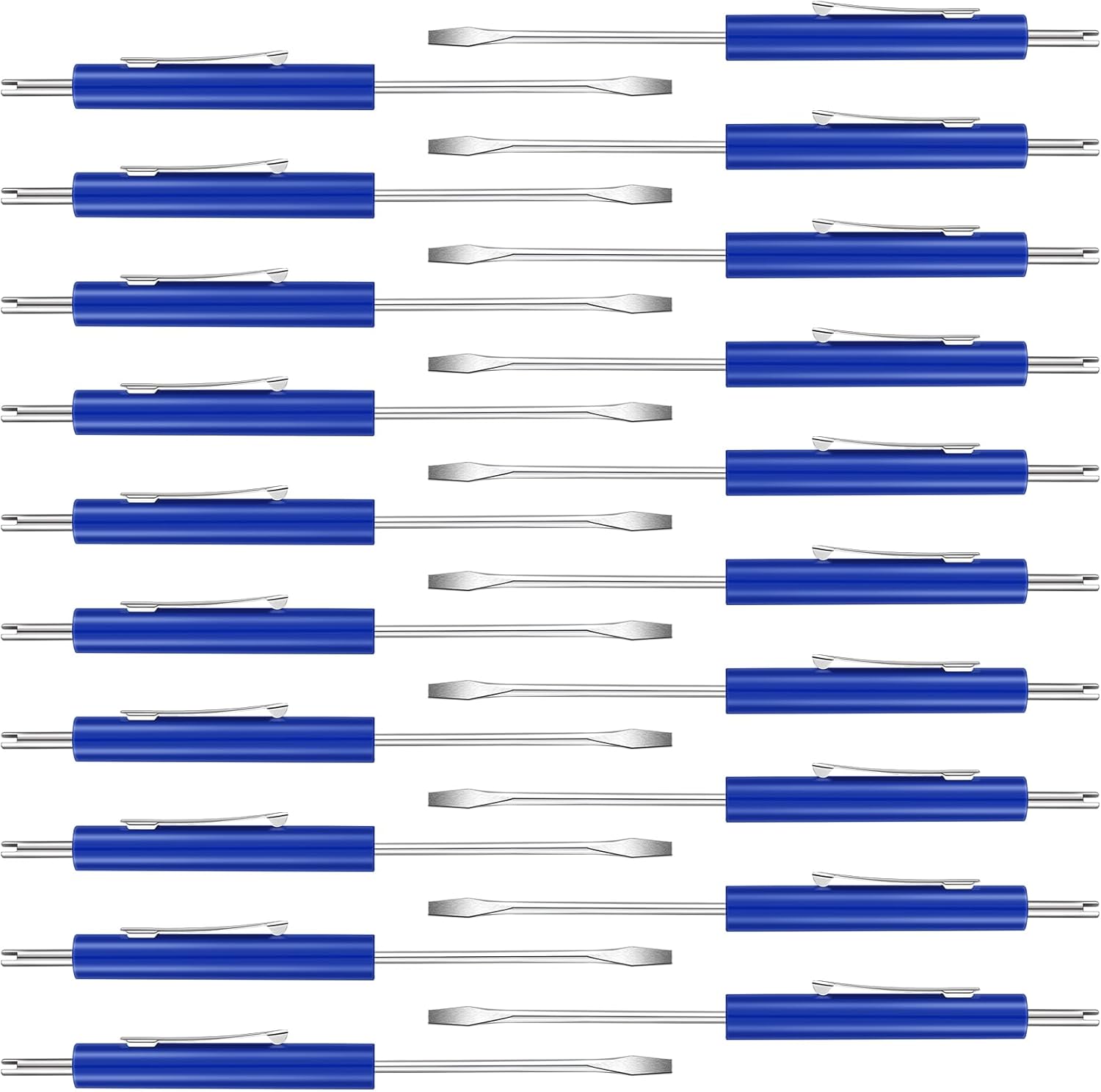 20 Pcs Pocket Screwdriver Double End Mini Set Dual-use Valve Core Removal Tool for Doorbell Electricians Mechanicians Technicians Assemblers Blue Blue -