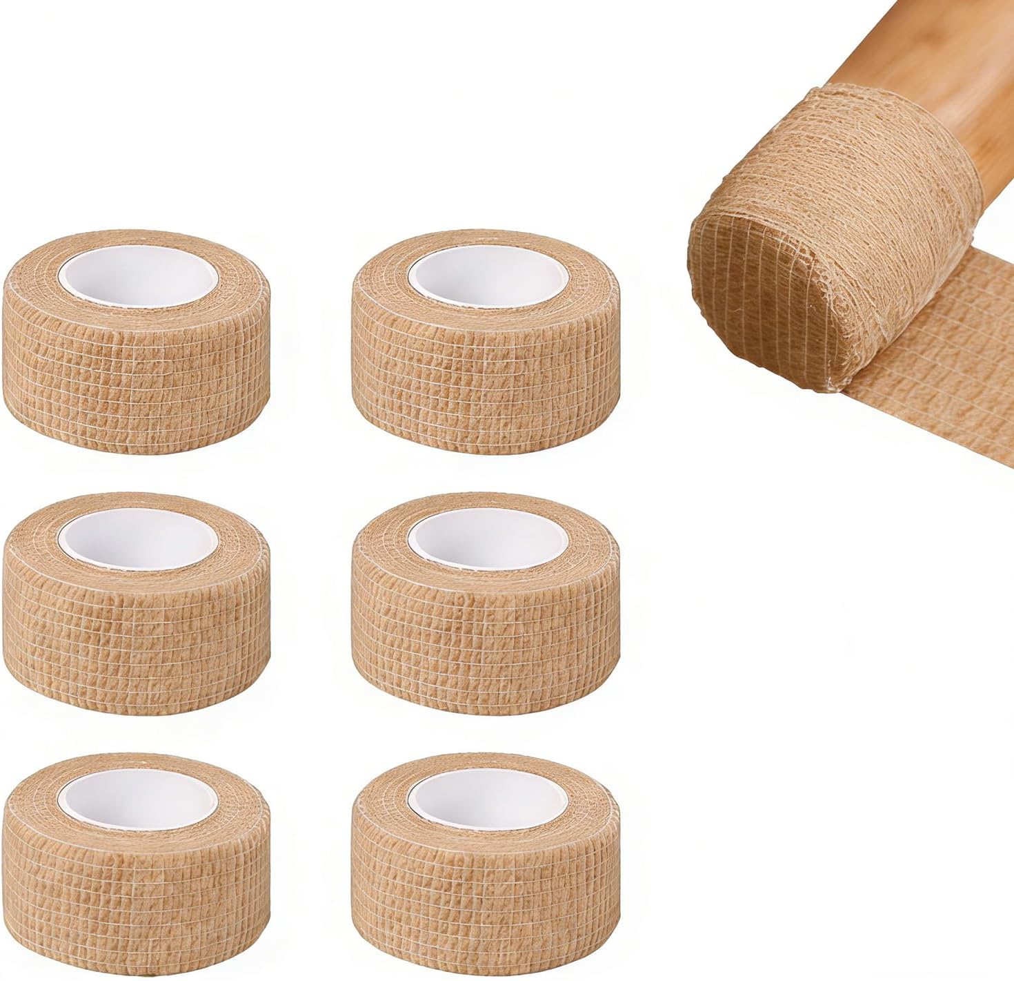 6 Rolls Floor Protector Pads for Chair Legs, Self-Adhesive Anti-Slip Furniture Tape 1" x 177", Non-Woven Wrap Hardwood Floors, Tables, Chairs, Sofas & All Legs Skin Tone 177",Skin Tone