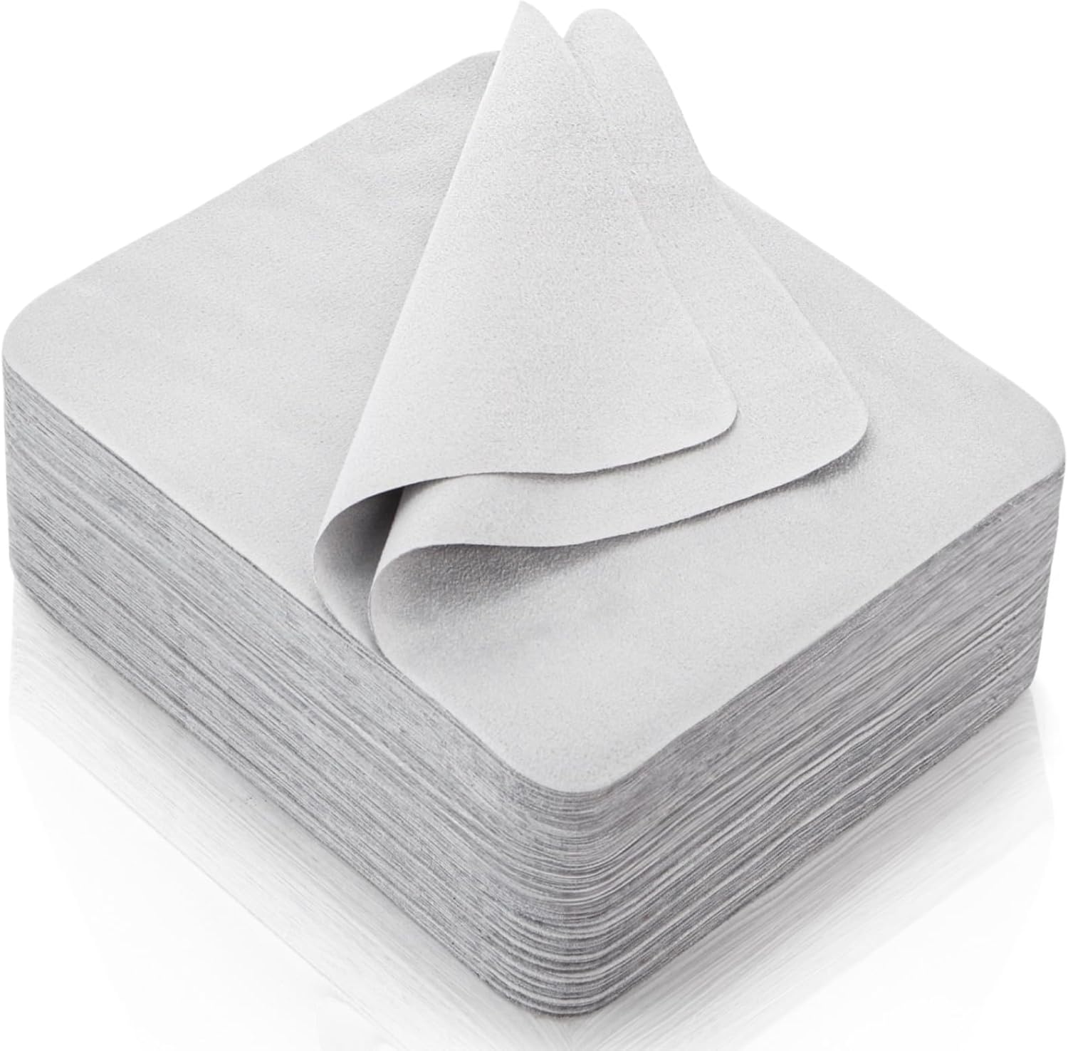 100 Pack Microfiber Glasses Cleaning Cloth, Ultra Soft Eyeglasses Wipe Suede, Washable Cleaner for Lens, Screens, Cameras, Phones, Electronics 7×6 Inch, Gray