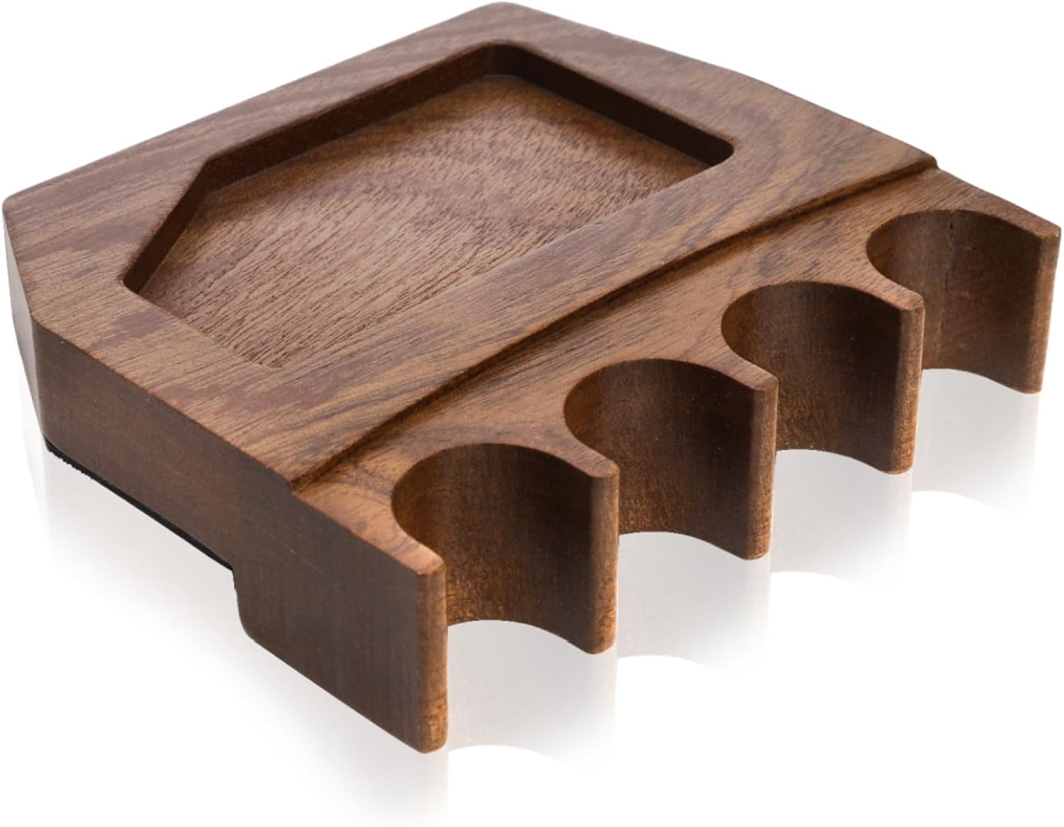 4-Hole Wood Pool Cue Holder, Portable Weighted Billiard Stick Rack, Non-slip Holder Claw with Chalk Solid Rest Deepen Notch for Table Bar Chair