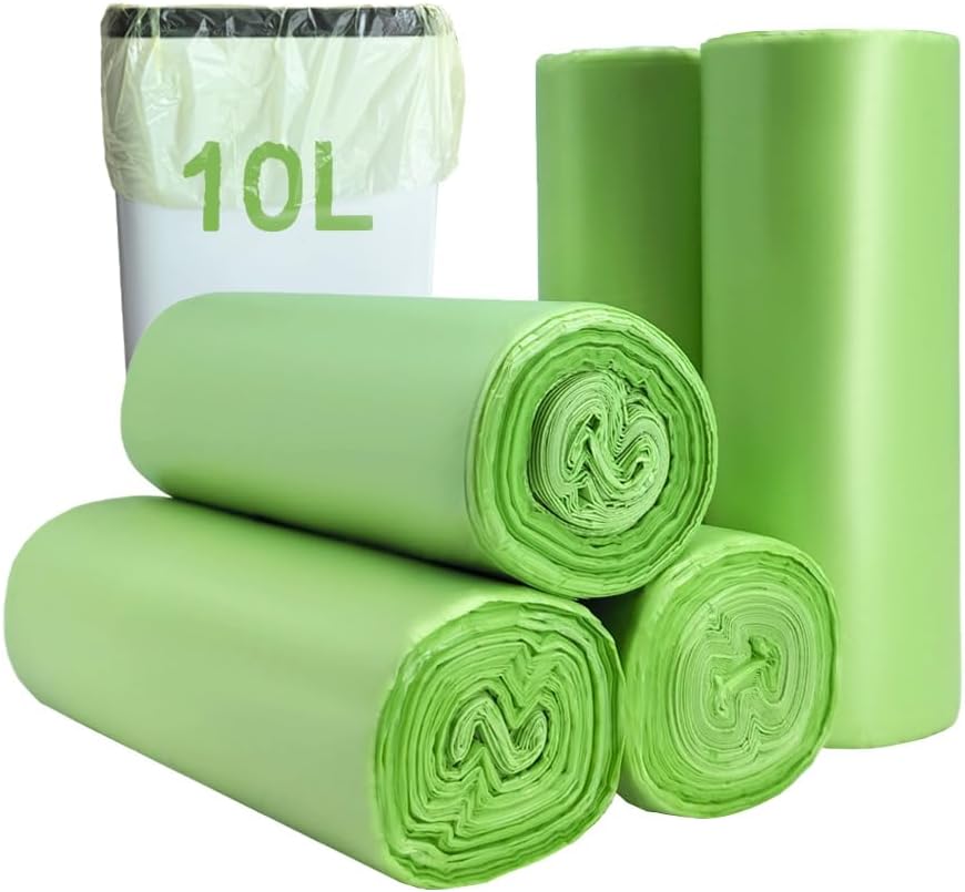 Small biodegradable garbage bags 100 pieces - 10 litre food waste bags - compostable garbage bags - recyclable garbage bags for kitchen and office - green - 45 x 50 cm