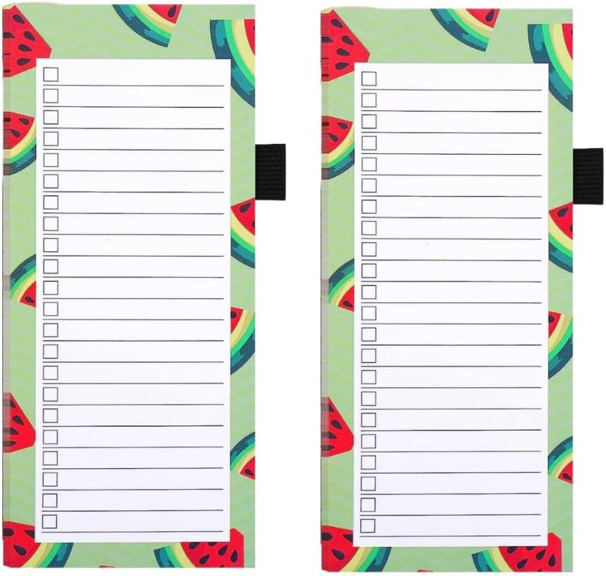 Magnetic shopping list for the fridge 2-piece - 100 sheets - tear-off notepad with pen clip for shopping - to-do list and meal planning watermelon