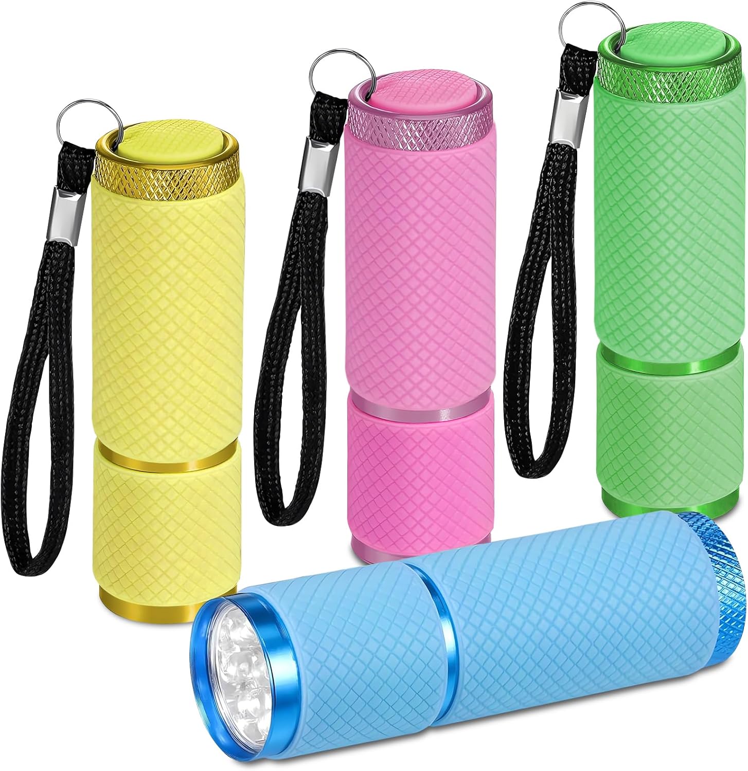 4-pack small flashlights, super bright mini flashlights with 9 LEDs, battery-powered, camping, hiking, outdoor gifts for kids and adults batteries not included