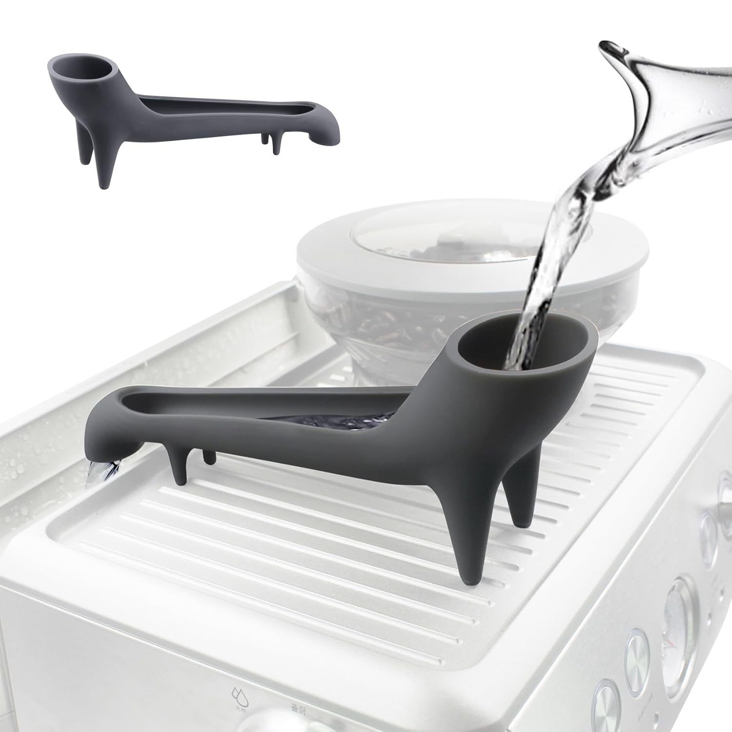 Espresso machine accessory - Water reservoir funnel - Water reservoir Quick access Espresso Long Funnel - Silicone Food safe - For coffee machines with rear water reservoir Grey - 3 pieces