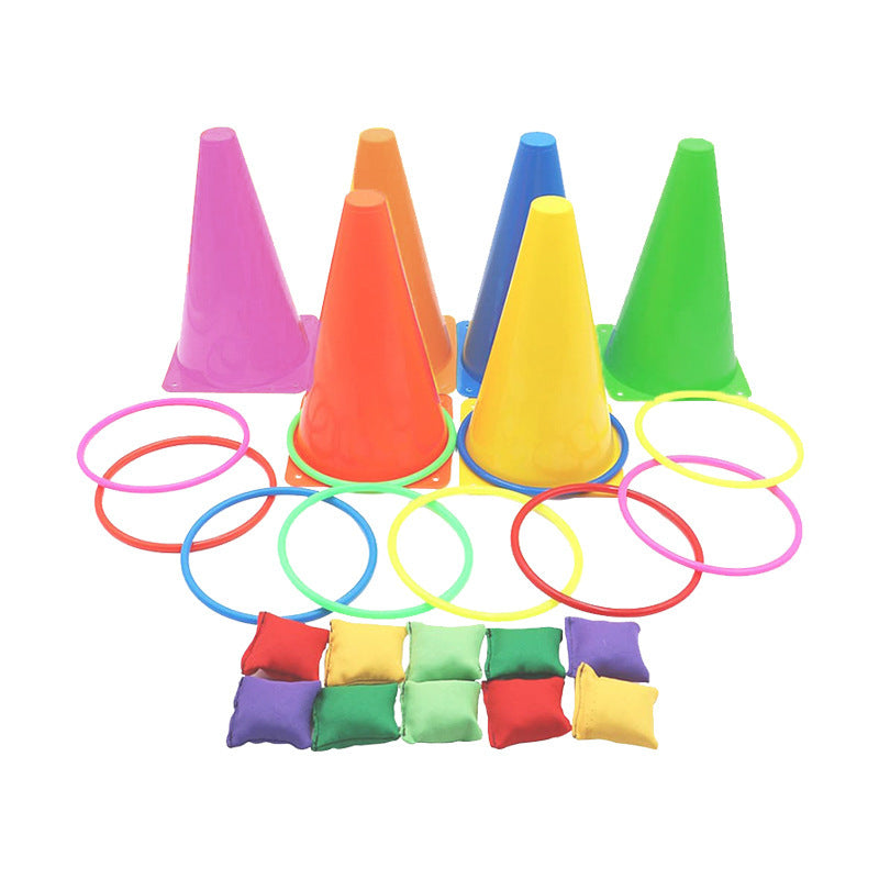 Spelset - 3-in-1 plastic kegel ring toss game - sandbag for kids - garden playset - indoor and outdoor playset for children 26 pieces