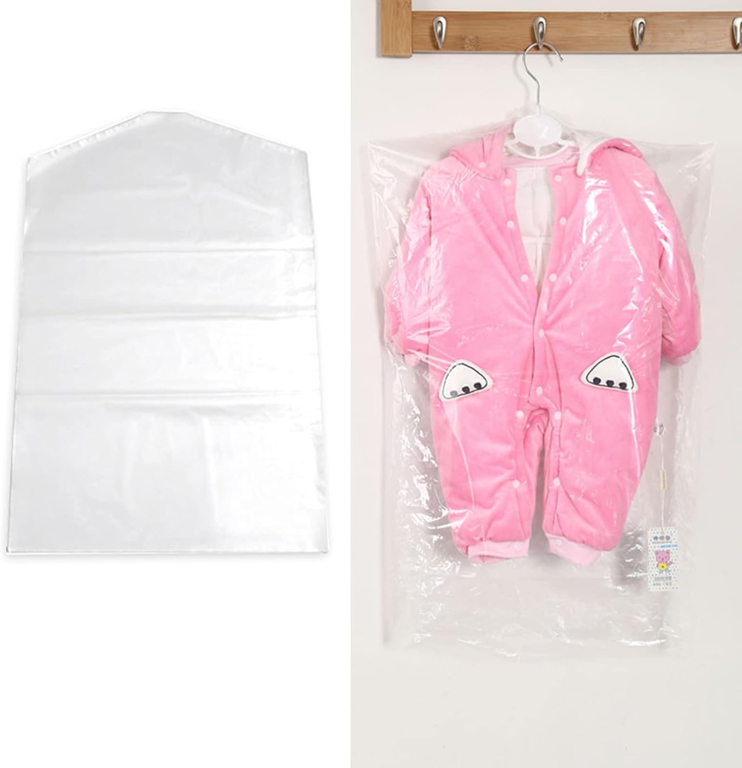 20 Pack Clear Plastic Clothes Covers, 27.5 Inch Dry Cleaning Bags Hanging Dust Proof Garment Bags for Kids for Home Storage, Dry Cleaners 45 x 70cm
