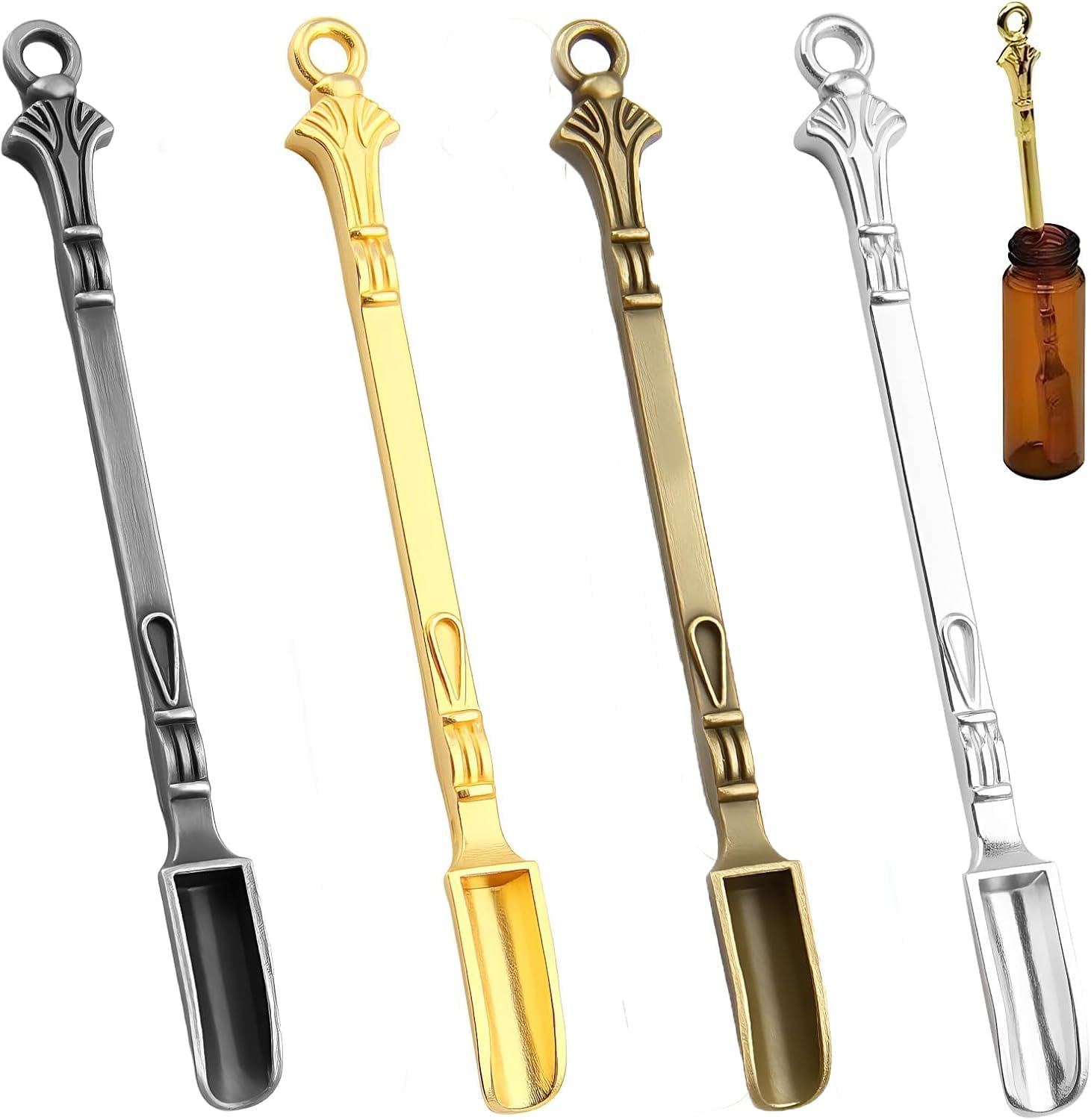 Mini Spoon Metal Spice Medicine Spoon Shovel Small Scoop Home Supplies Pendants Necklace MULTICOLOR