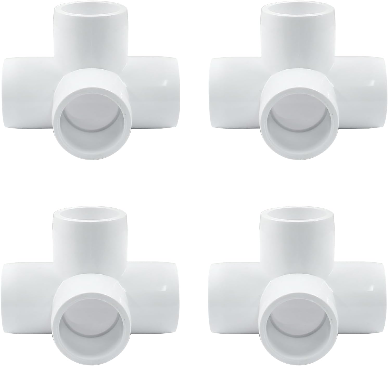Biaungdo 4 Pcs 1/2" PVC Pipe Fitting, 4 Way Elbow Pipe Connector Furniture Grade Corner Fittings PVC Elbow Fitting for DIY Shelf Garden Support PVC Structure White