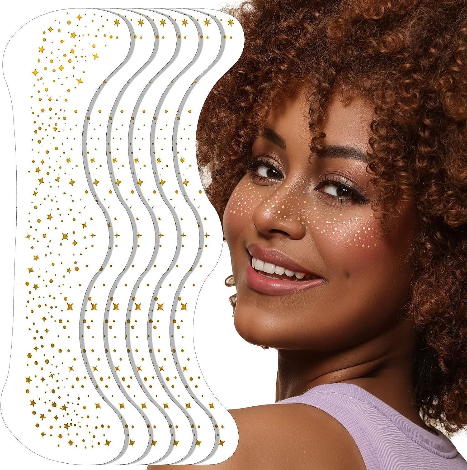 6PCS Glitter reckles ace, Glitter Makeup Speckles. Makeup Patches, ace Speckles or Women, Gold