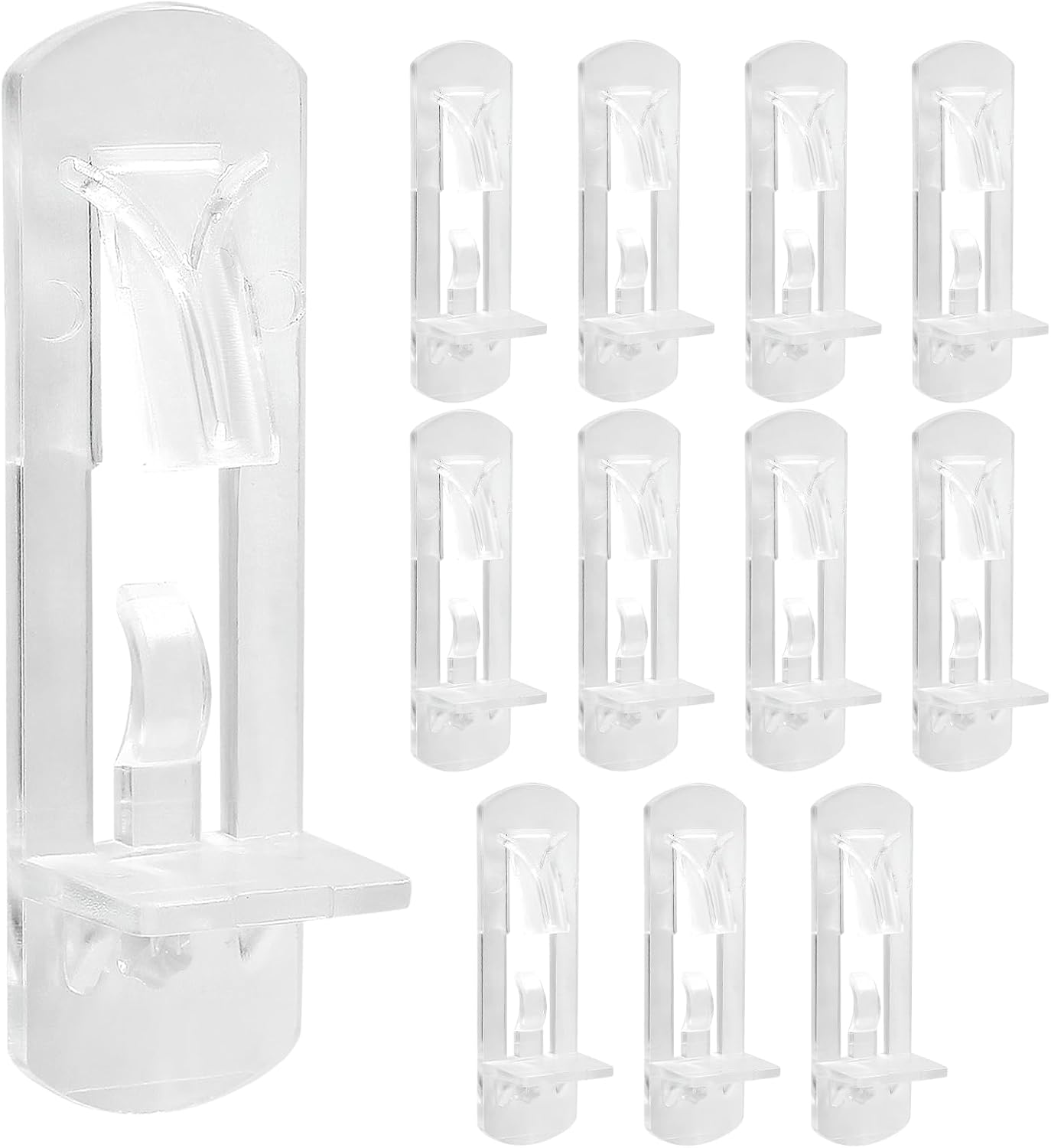 Biaungdo 12 Pcs Plastic Locking Shelf Support Pegs, 5mm Clear Cabinet Shelf Pins Self-Locking Cabinet Shelf Pegs Clips for Kitchen Furniture Bookcase Closet Fit 5mm Diameter Hole & 3/4 Inch Shelf