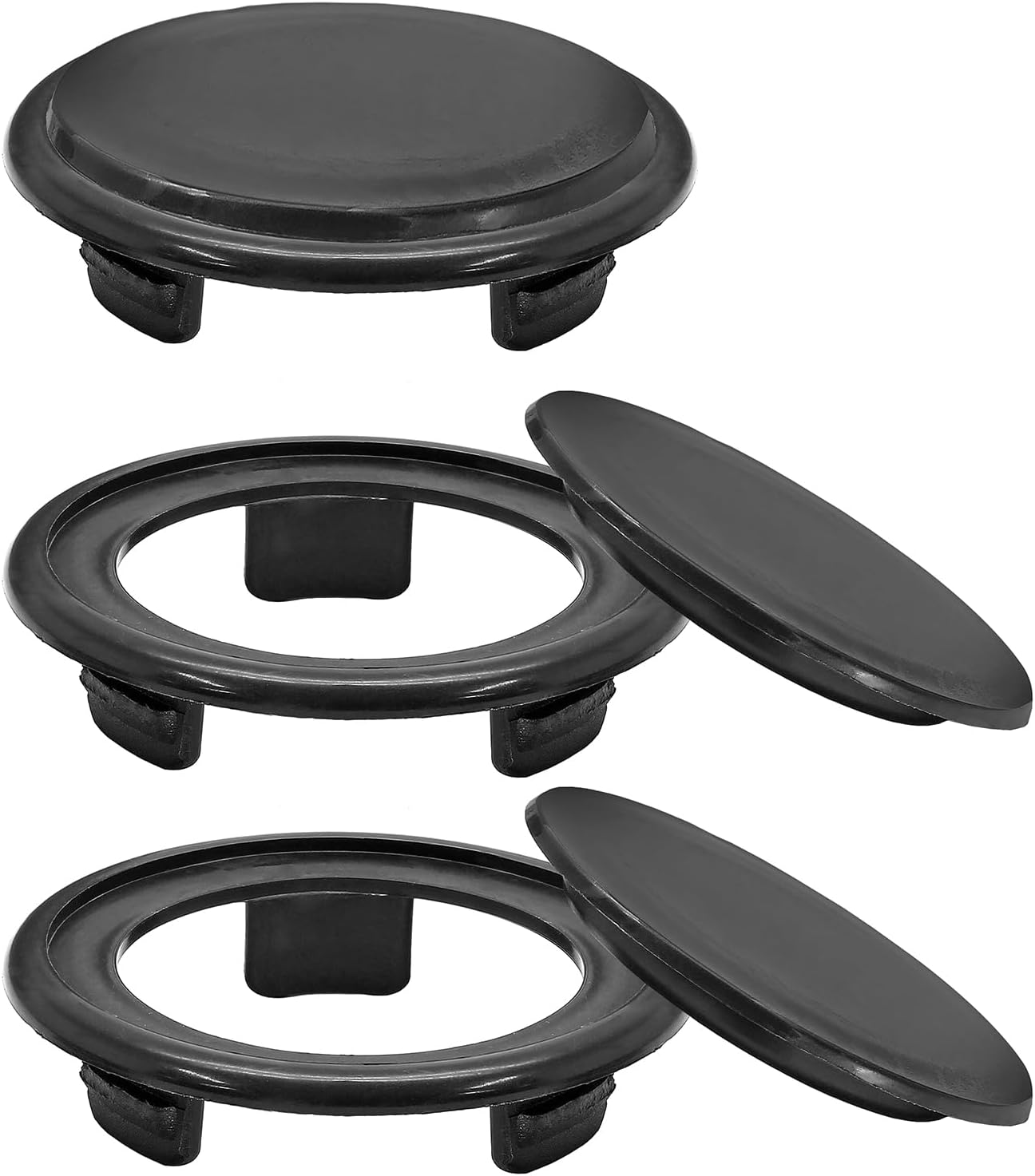 Biaungdo 3 Sets 3 Inch Outdoor Patio Table Umbrella Hole Ring and Cap Set, Standard Size Garden Beach Tablet Thicker Hole Ring Plug and Cap Set Black, Inner Diameter 50mm/2inch