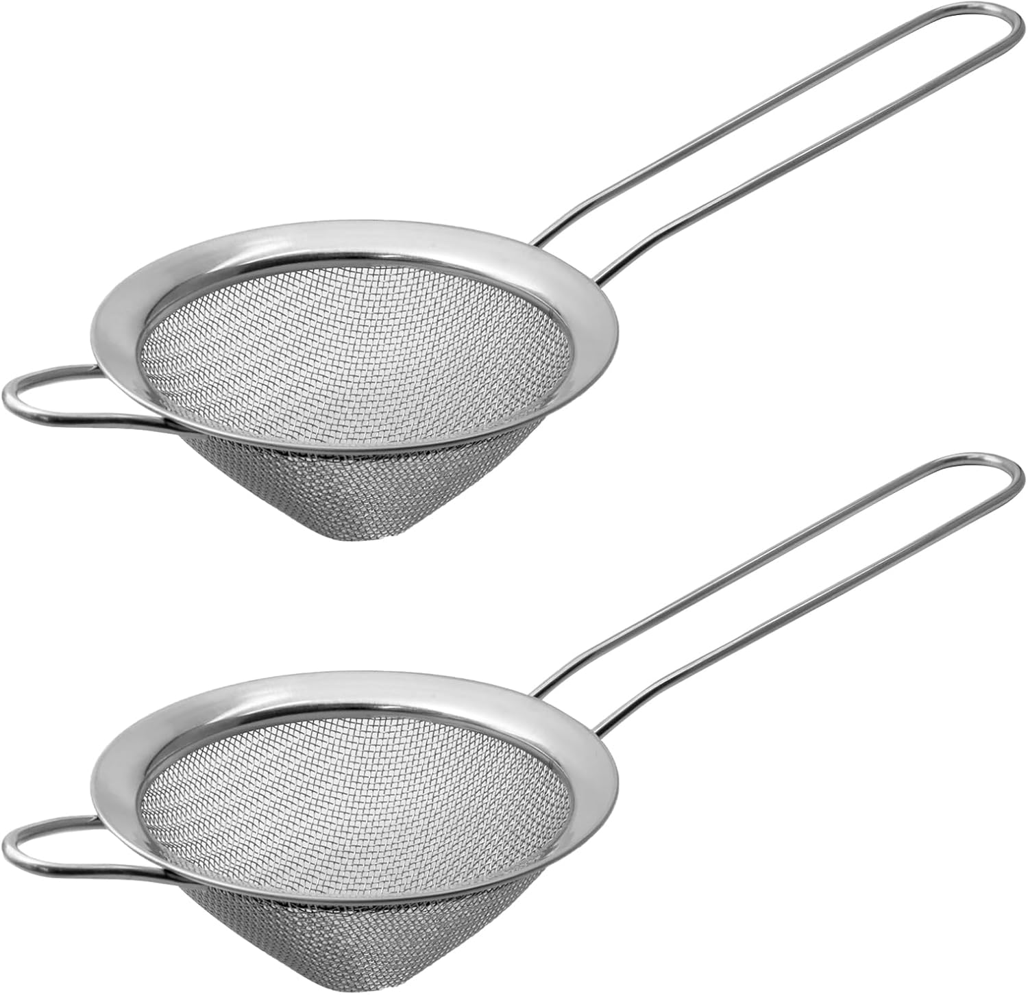 Biaungdo 2 Pcs 8.5 cm/3.3 Inch Fine Mesh Strainer, Stainless Steel Tea Strainer Conical Mesh Strainers Sieve for Cocktail, Coffee, Food, Noodles, Tea Filter Small