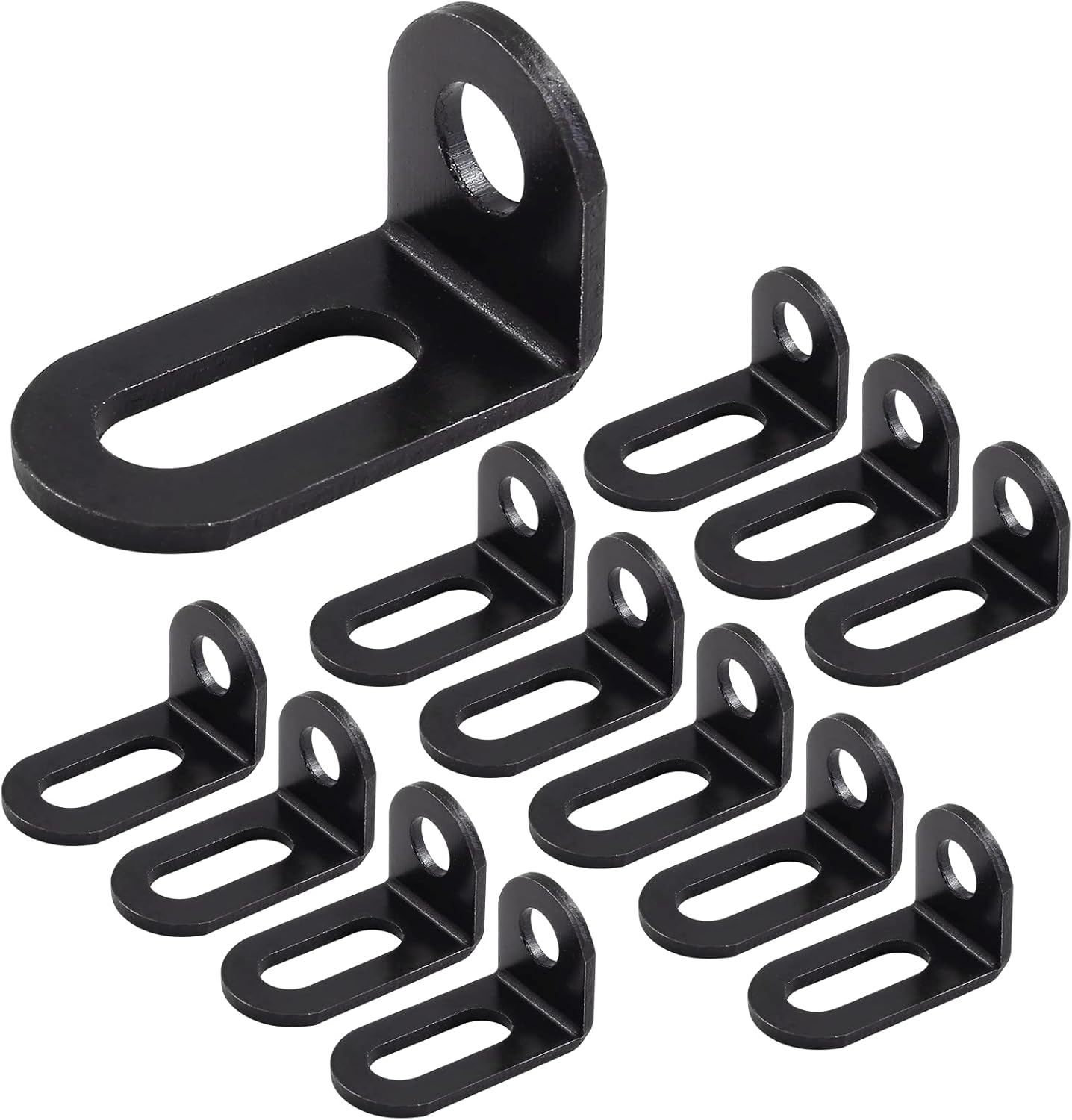 Biaungdo 18x18x33mm/0.7"x0.7"x1.3" Adjustable Right Angle Brackets L-Shape Corner Brace Support Black- 30 Pcs