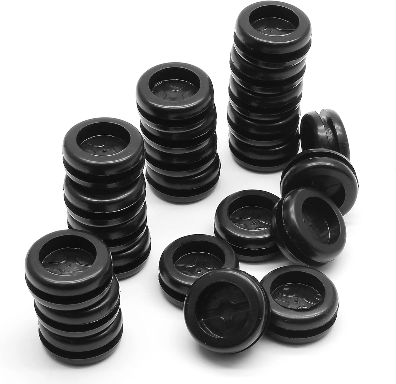 Biaungdo 60 Pcs Rubber Grommet, 5/8" Drill Hole Double-Sided Black Synthetic Rubber Grommet for Wire Protection, Firewall Plug Round Grommet 14mm x 16mm