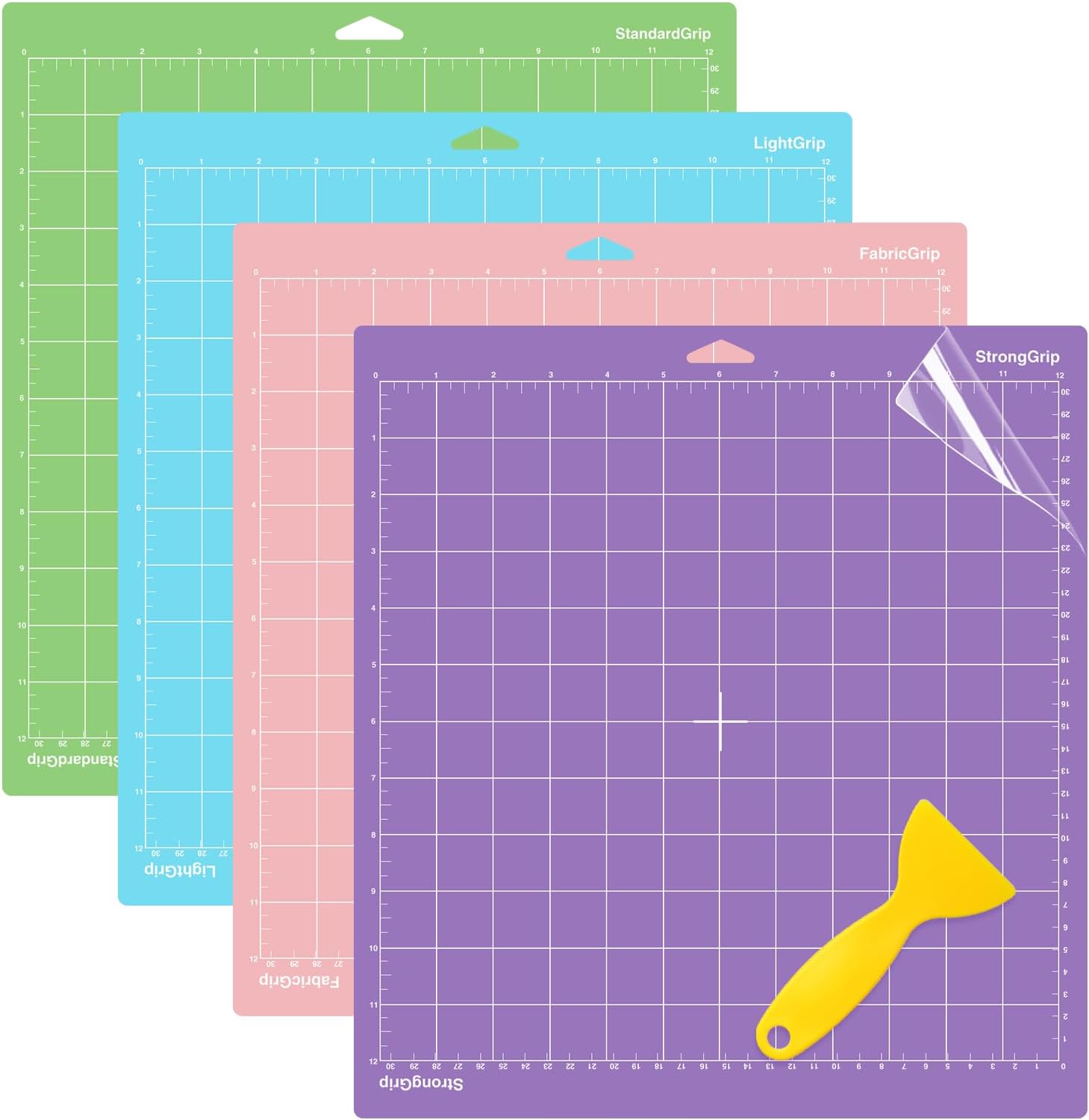 WISYOK 4-Pack 12x12 Inch Cutting Mats for Explore Air 2/Air/One/Maker, Reusable Adhesive Replacement Mats Standard, Light, Strong, Fabric for Crafts, Quilting, Sewing