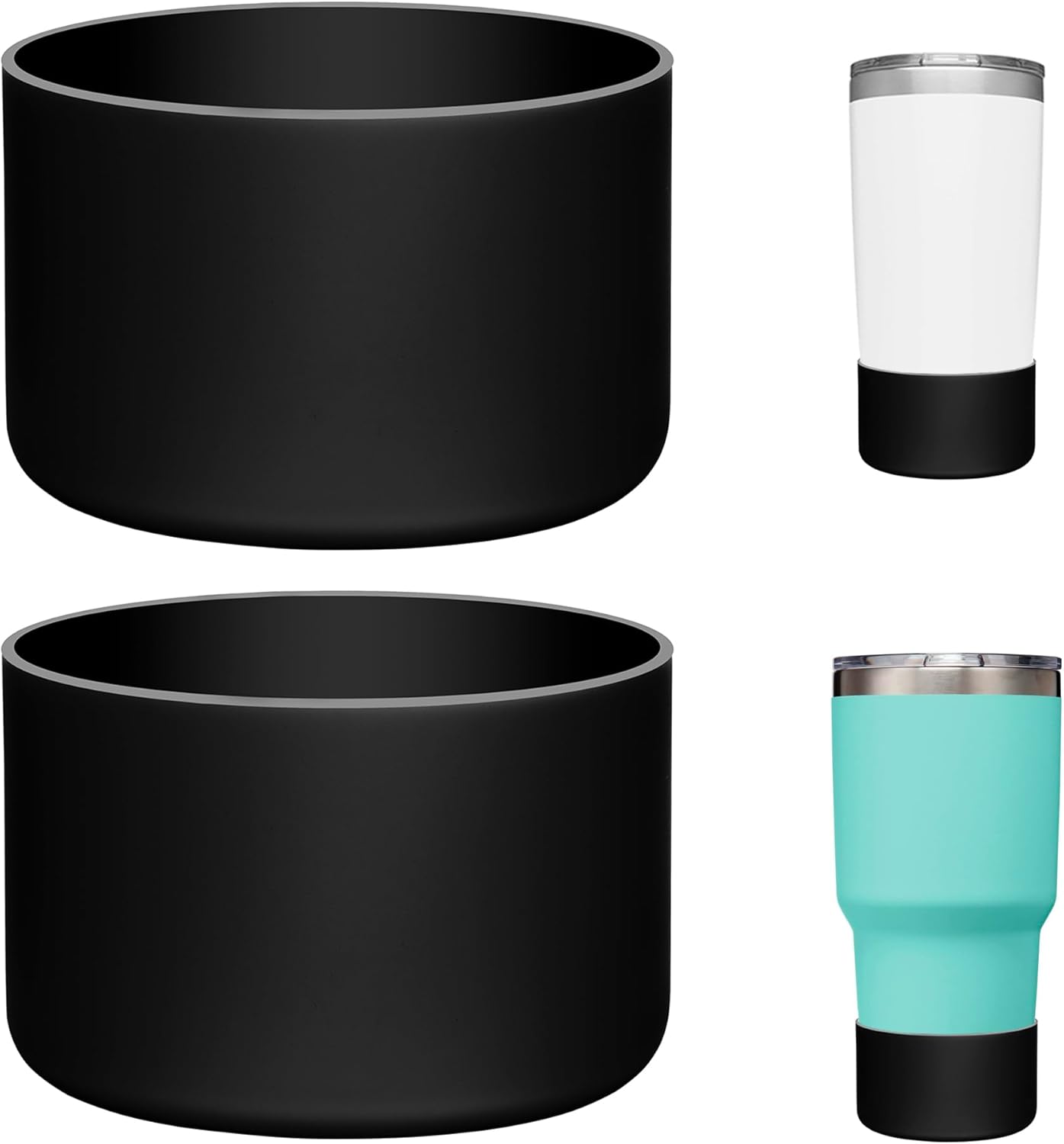 2 Pack Silicone Boot Protectors | Compatible with YETI Rambler 20/30oz, 10oz Tumbler, 20/30oz Travel Mugs | Universal Fit for 2.75-2.85" Base | BPA-Free | Dishwasher Safe Black