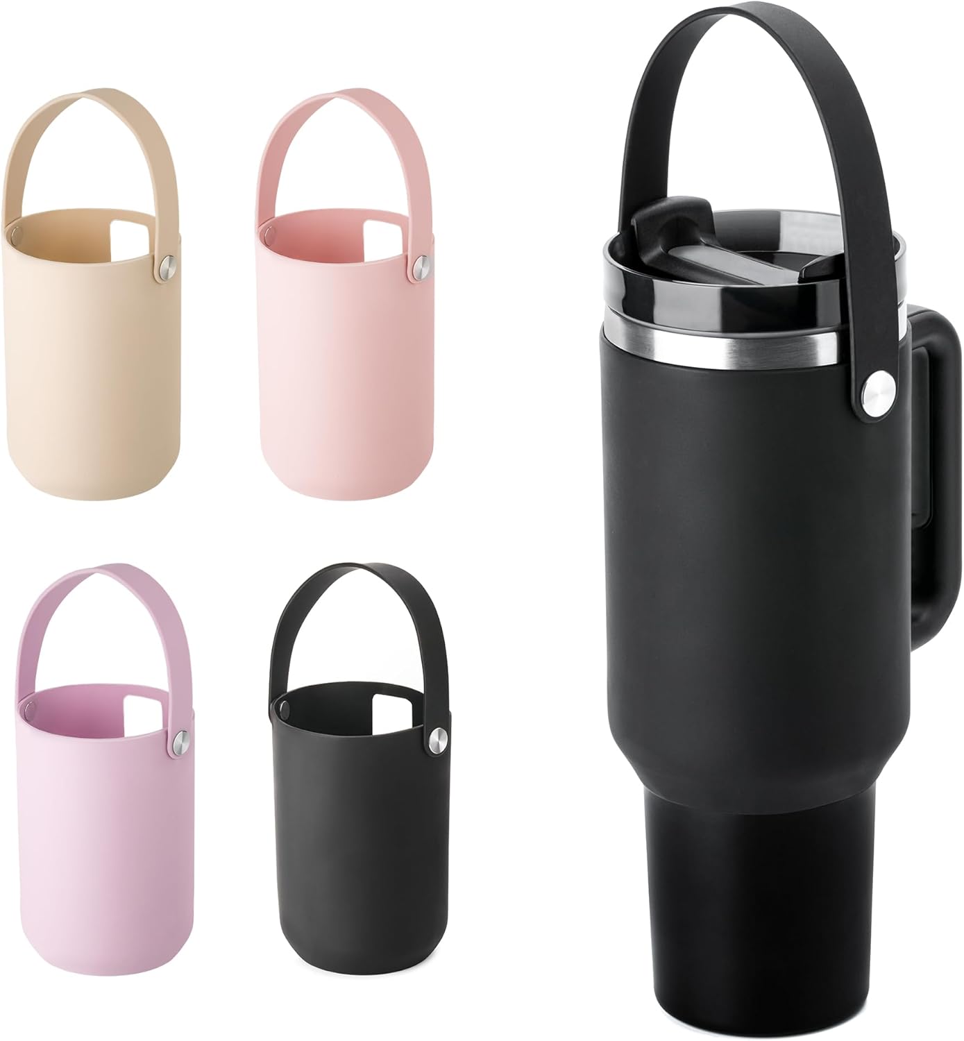 BPA - Free Silicone Carry Handle: Durable Accessory for Stanley Quencher 40oz Black