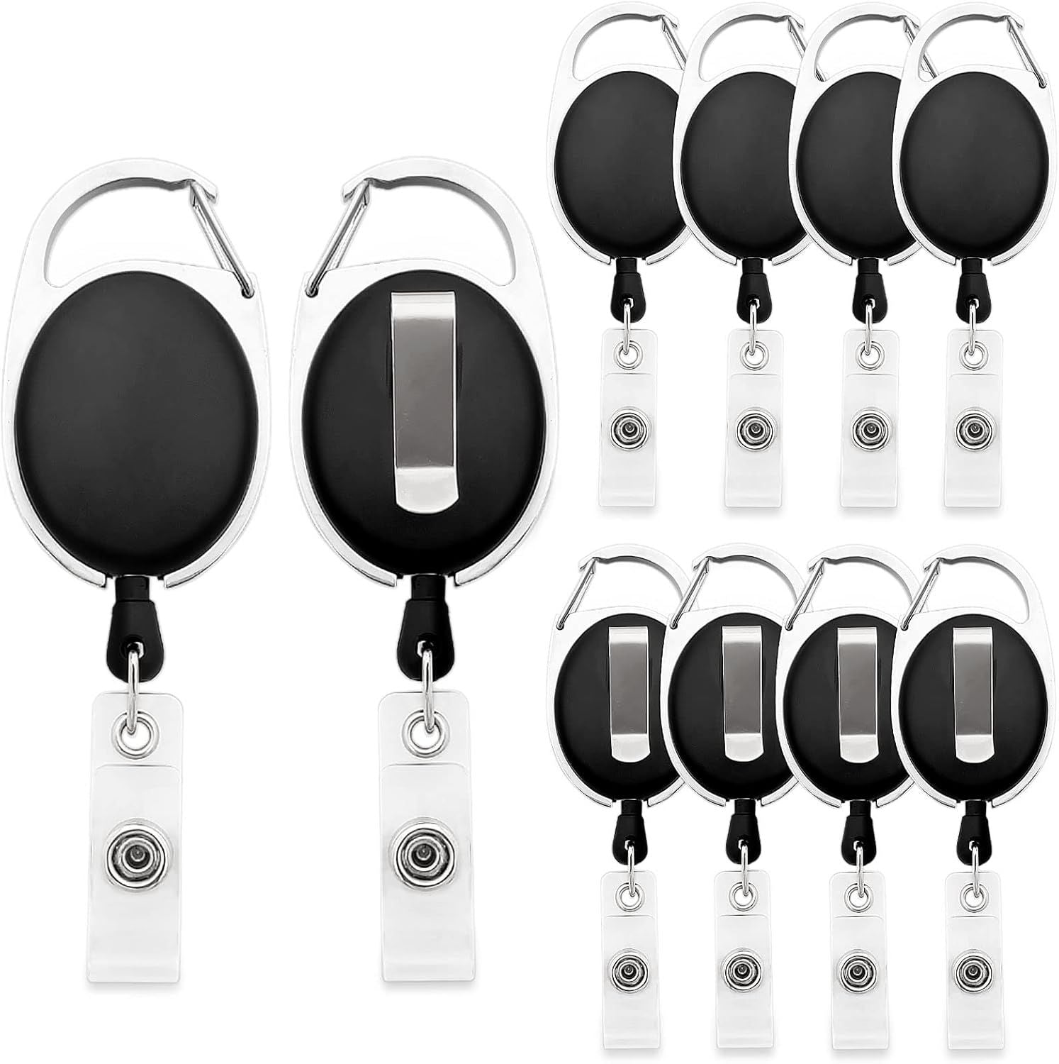 10Pcs Retractable ID Badge Holders ID Badge Reels with Belt Clip Retractable Badge Holders or Oice Worker Doctor Nurse Black