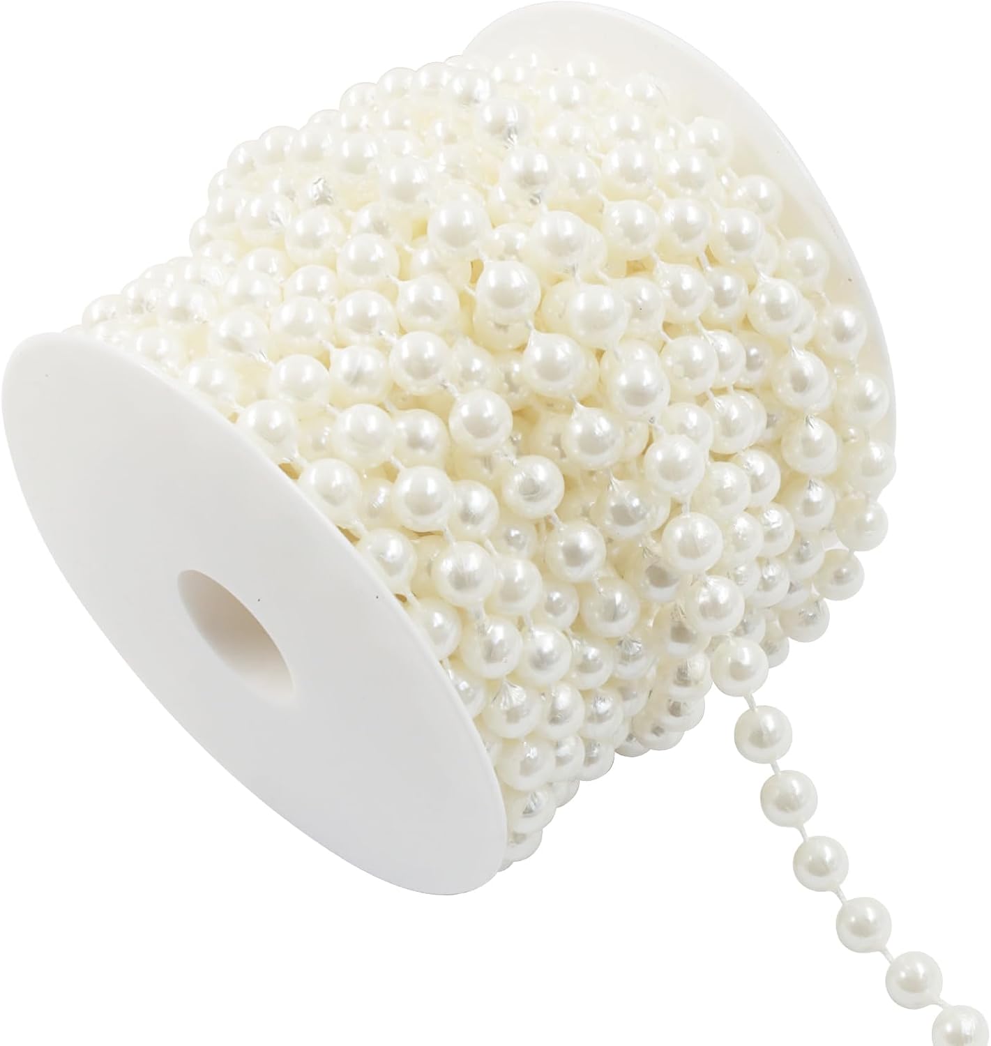 Biaungdo 8mm Millet Beads Faux Pearl Roll Strand, 10 Meters / 33 Feets Ivory Crafts String Faux Pearl Garland for Wedding Centerpieces, Christmas Tree, Party & Floral Decorations DIY