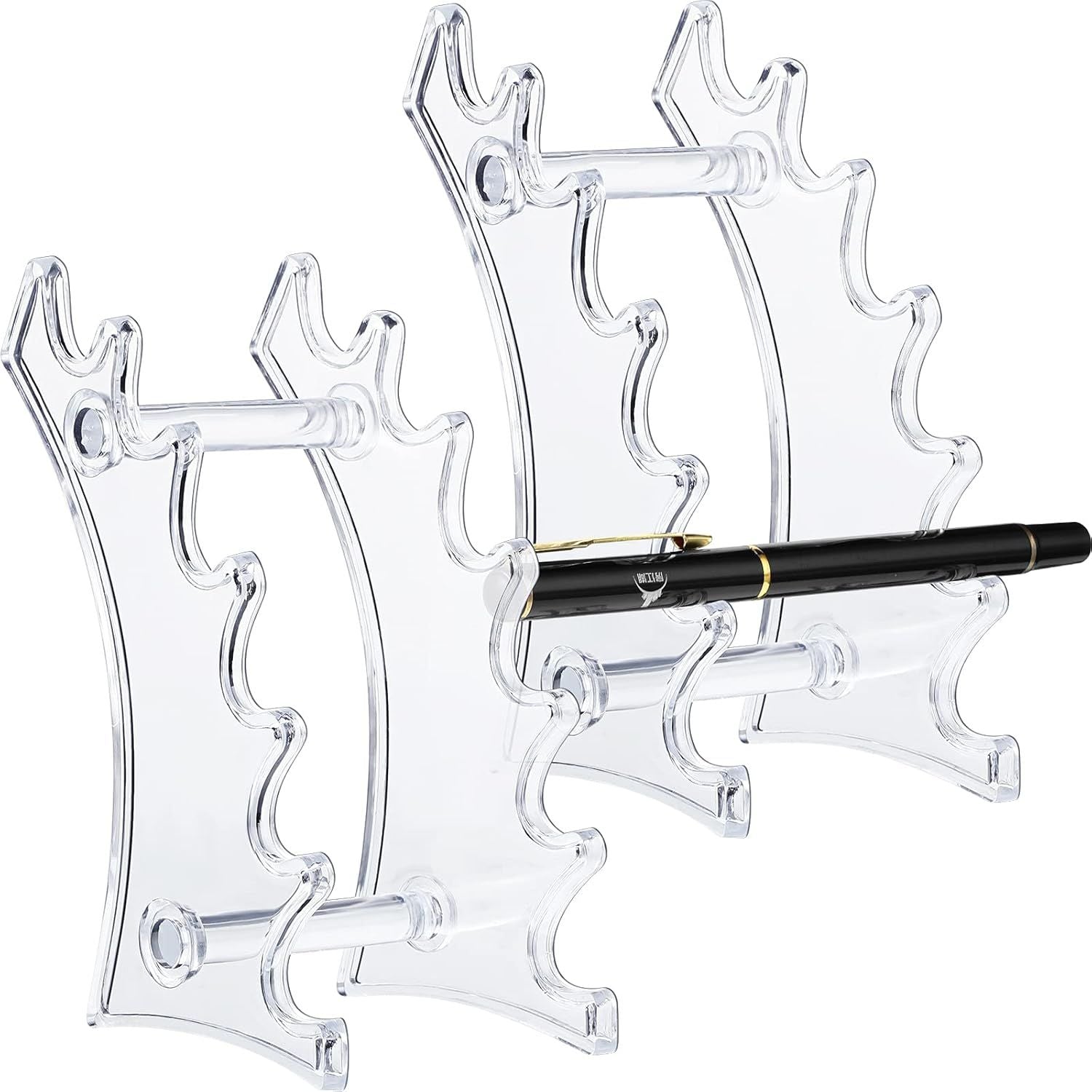 2 Pieces Plastic Pen Holder Stand 6-Slots Pencil Display Makeup Brush Rack Organizer Vertical Pencil Show Tool Rack Acrylic Pen Holder or Oice Home Clear