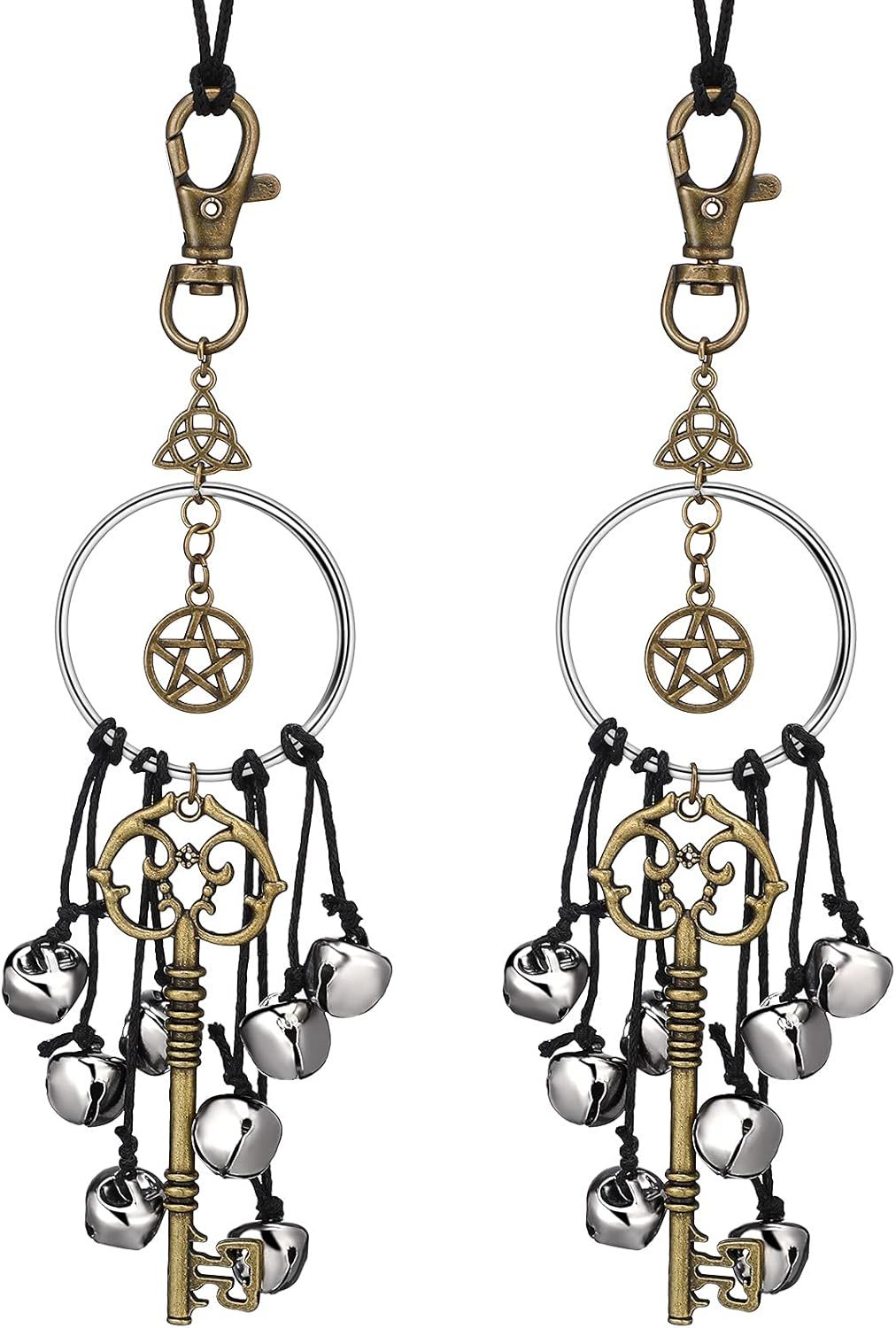 Witch Bells or Door Witchcrat Bells Supplies Wiccan Decor Altar Bell Antique Magic Keys Witchy Wicca Home Protection Decor Kitchen Witch Decor 2 Pieces