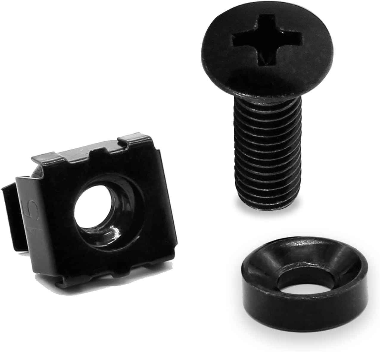 Biaungdo 30 Pcs M5 x 16mm Rack Screws and Cage Nuts, Computer Rack Mount Cage Screws & Nuts & Washers for Server Console Mounting, Rack Mount, Cabinets Black