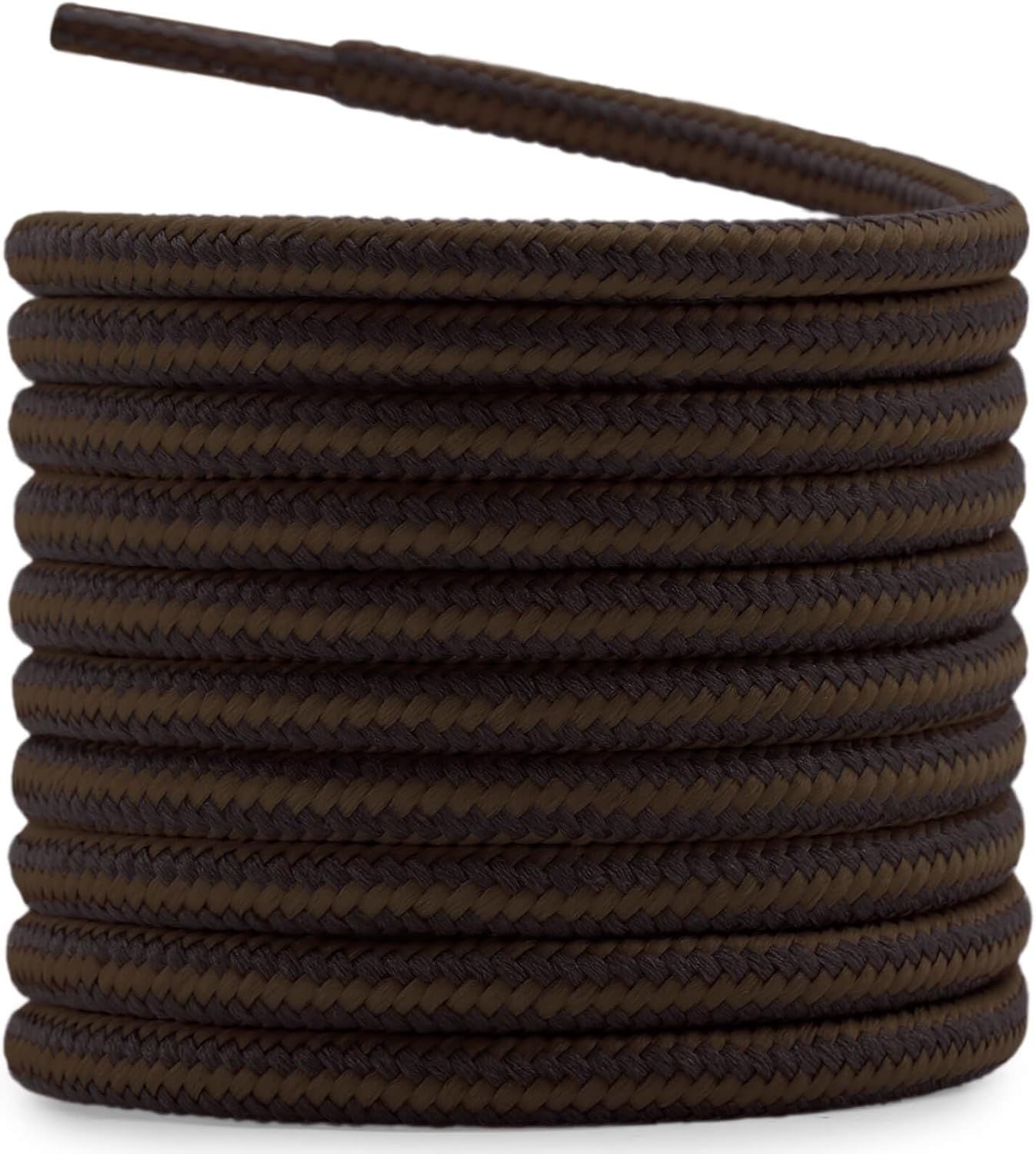 2 Pair Round Boot Laces Outdoor Hiking Walking Shoelaces Dual Coloured Striped Shoe Lace Work Shoe Strings
