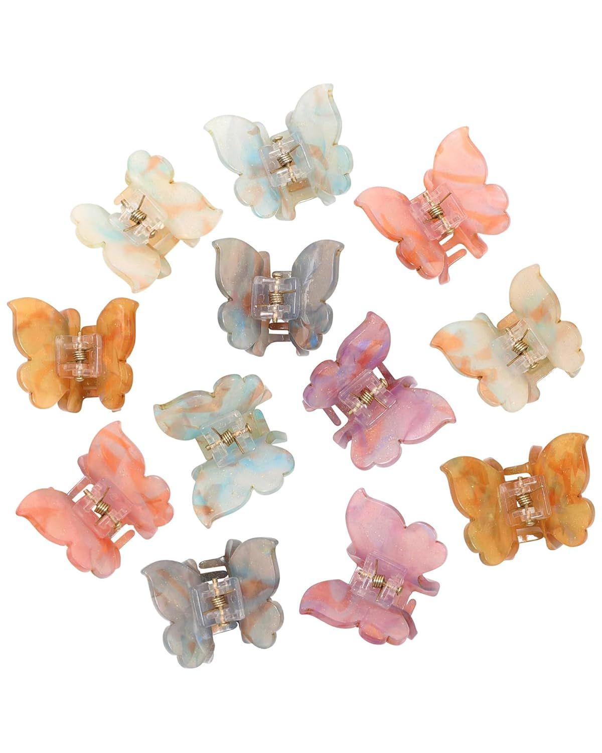 12Pcs Small Hair Clips or Women Girls Acrylic Mini Claw Clips Cute Hair Jaw Claw or Hair Styling Accessories Butterly style
