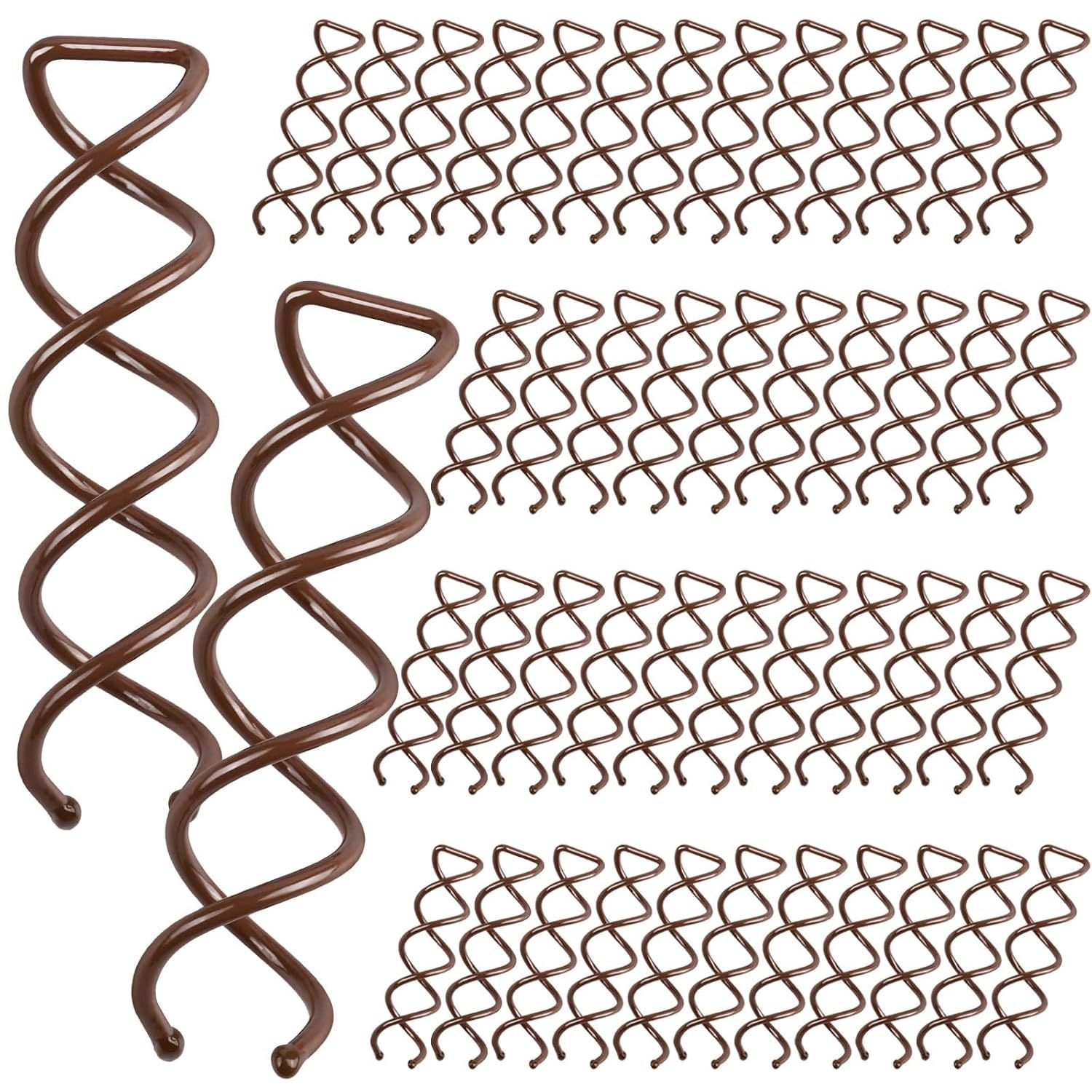 50PC Spiral Hair Pins Set, Spin Pins Spiral Bobby Pins or Girls, Women and Kids, Non-Scratch Round Clip & Bun Twist, Stylish Bun Bobby Pins, Premium Spin Pins or Hair, Brown