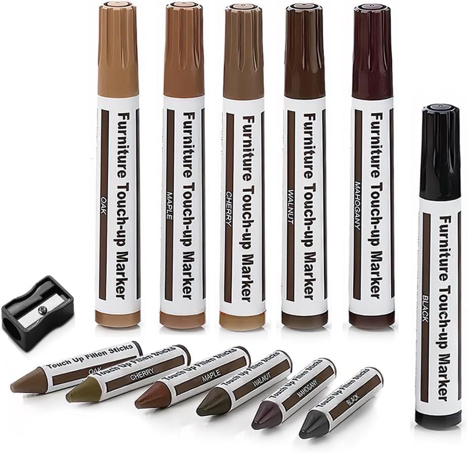 Wooden urniture loor Scratch Repair Markers and Wax Sticks or Stains, Scratches, Wood loors, Tables, Desks, Carpenters, Bedposts, Touch Ups, and Cover Ups Set o 13