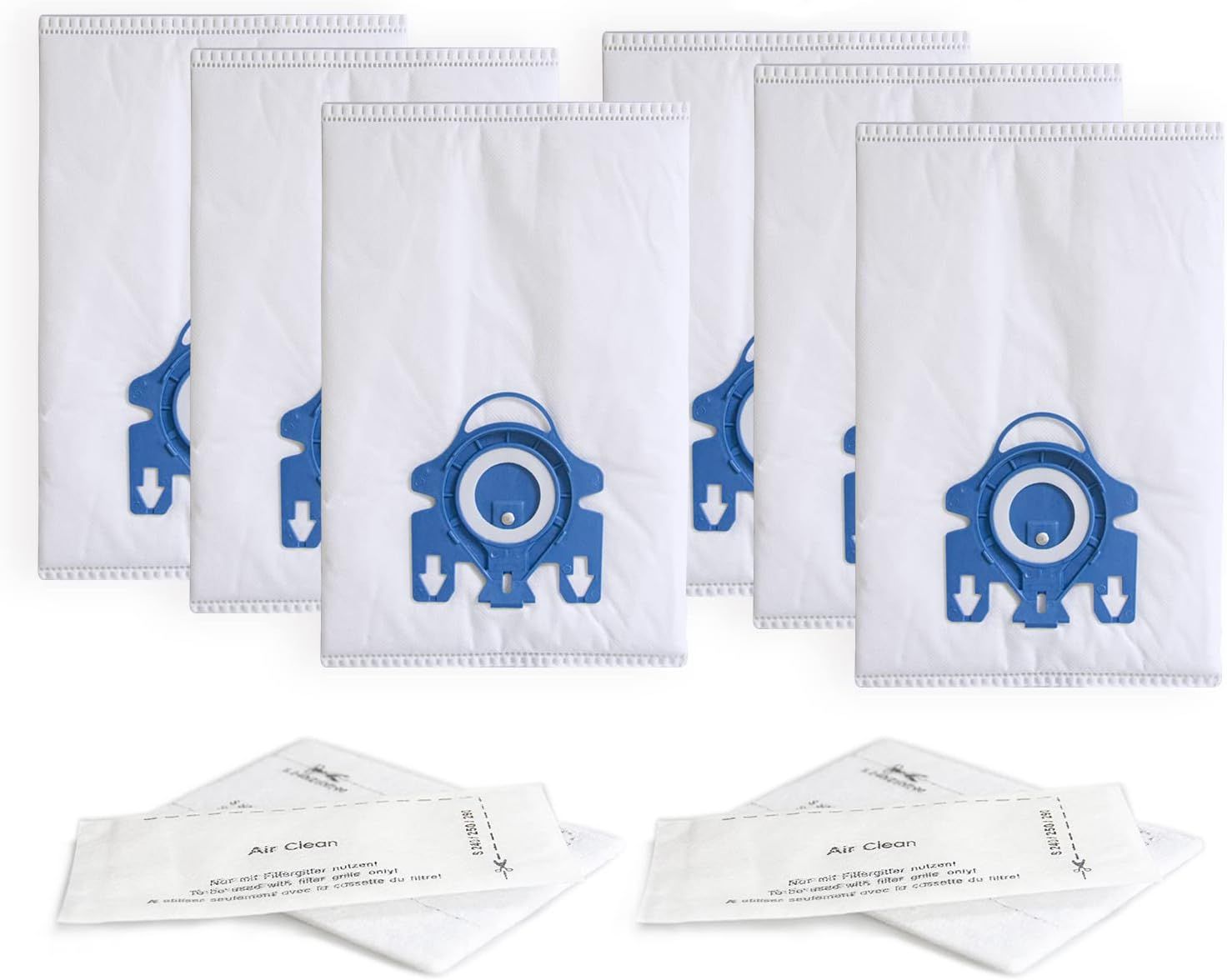 Replacement GN Vacuum Cleaner Bags Compatible with Miele Classic C1,Complete C2, Complete C3, S227/S240, S270,S400,S2,S5,S8 Series Canister Vacuum Cleaner 6 Pack Dust Bags + 2 Set ilters