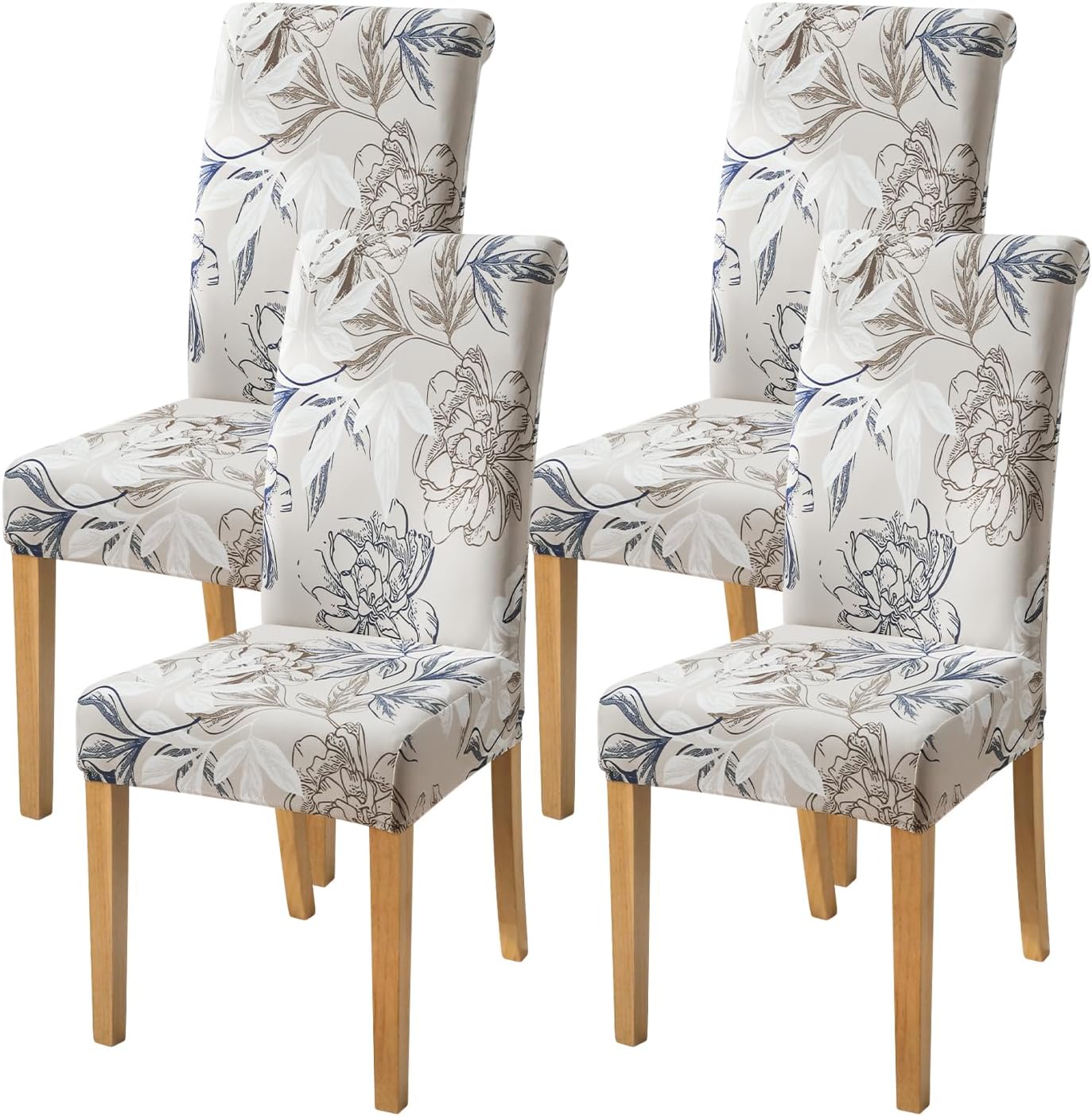 FORCHEER Chair Covers for Dining Room Set of 4 Elegant Flowers Stretch Floral Kitchen Chair Slipcover 4 Pieces Washable and Removable